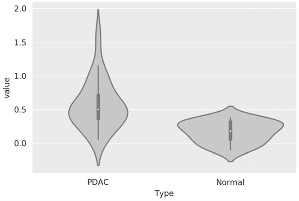 Marker for examining pancreatic ductal adenocarcinoma by using methylation level of locus CpG and application of marker