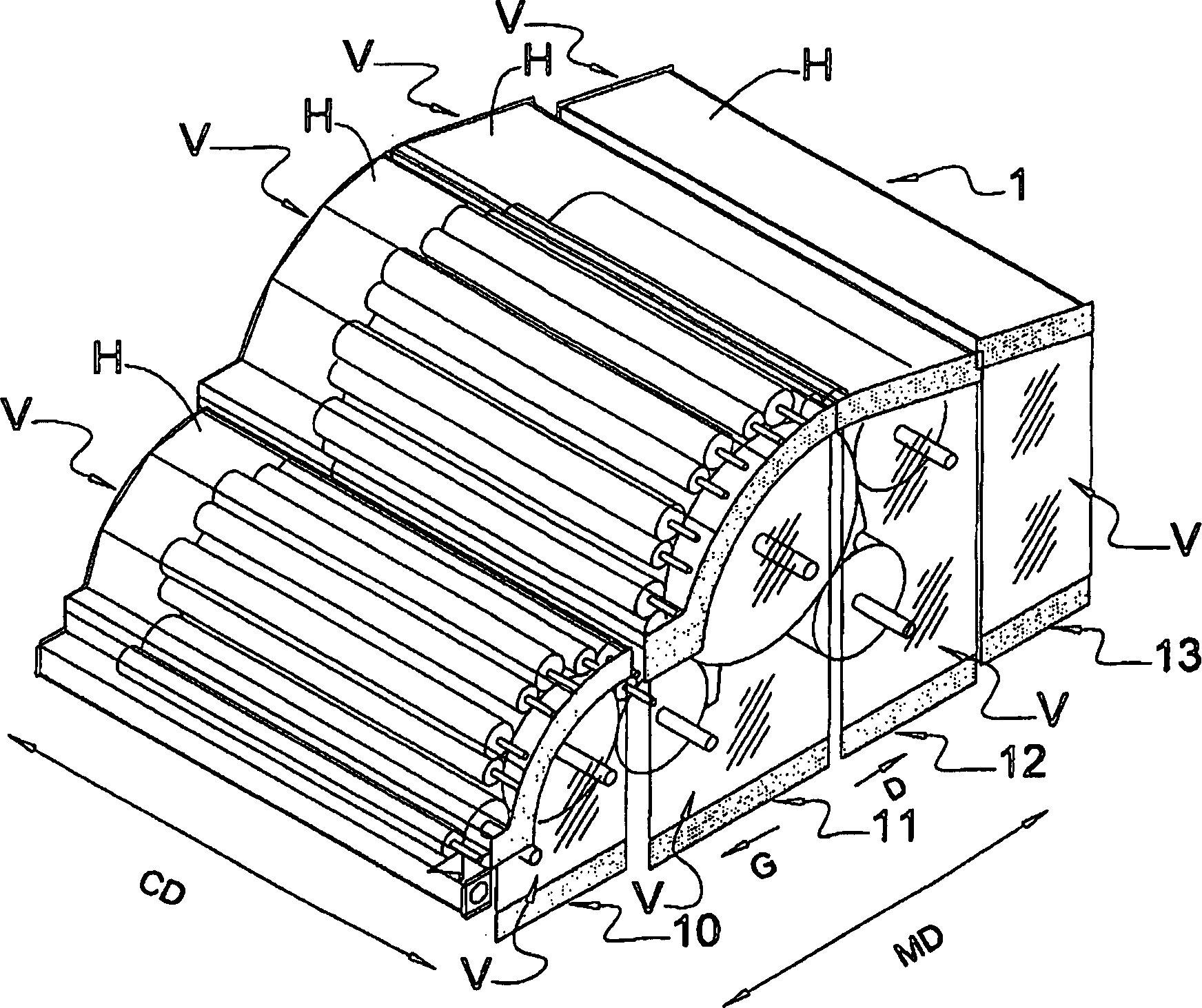 Carding machine with linearly movable casing