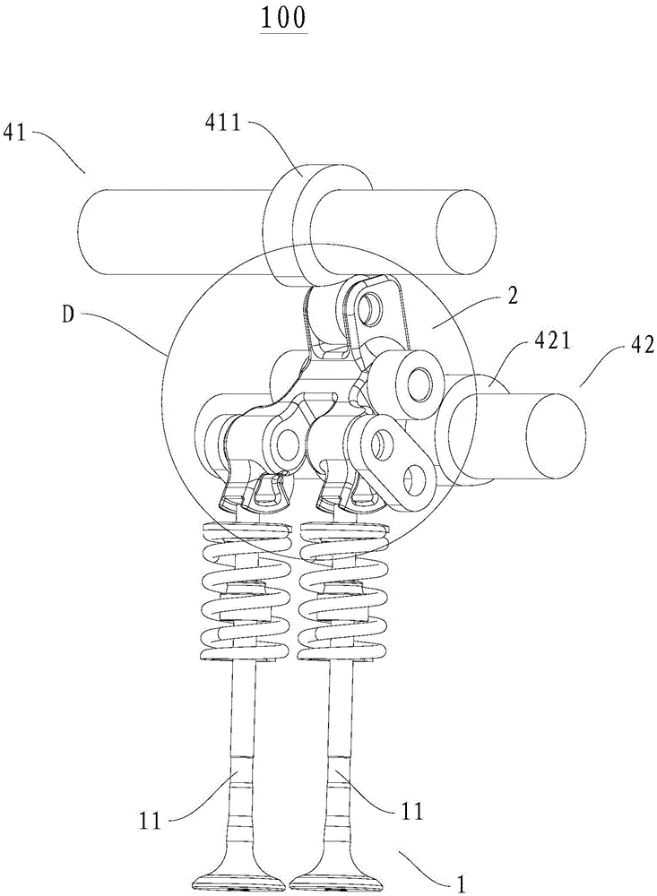 Valve train for engine and vehicle having same