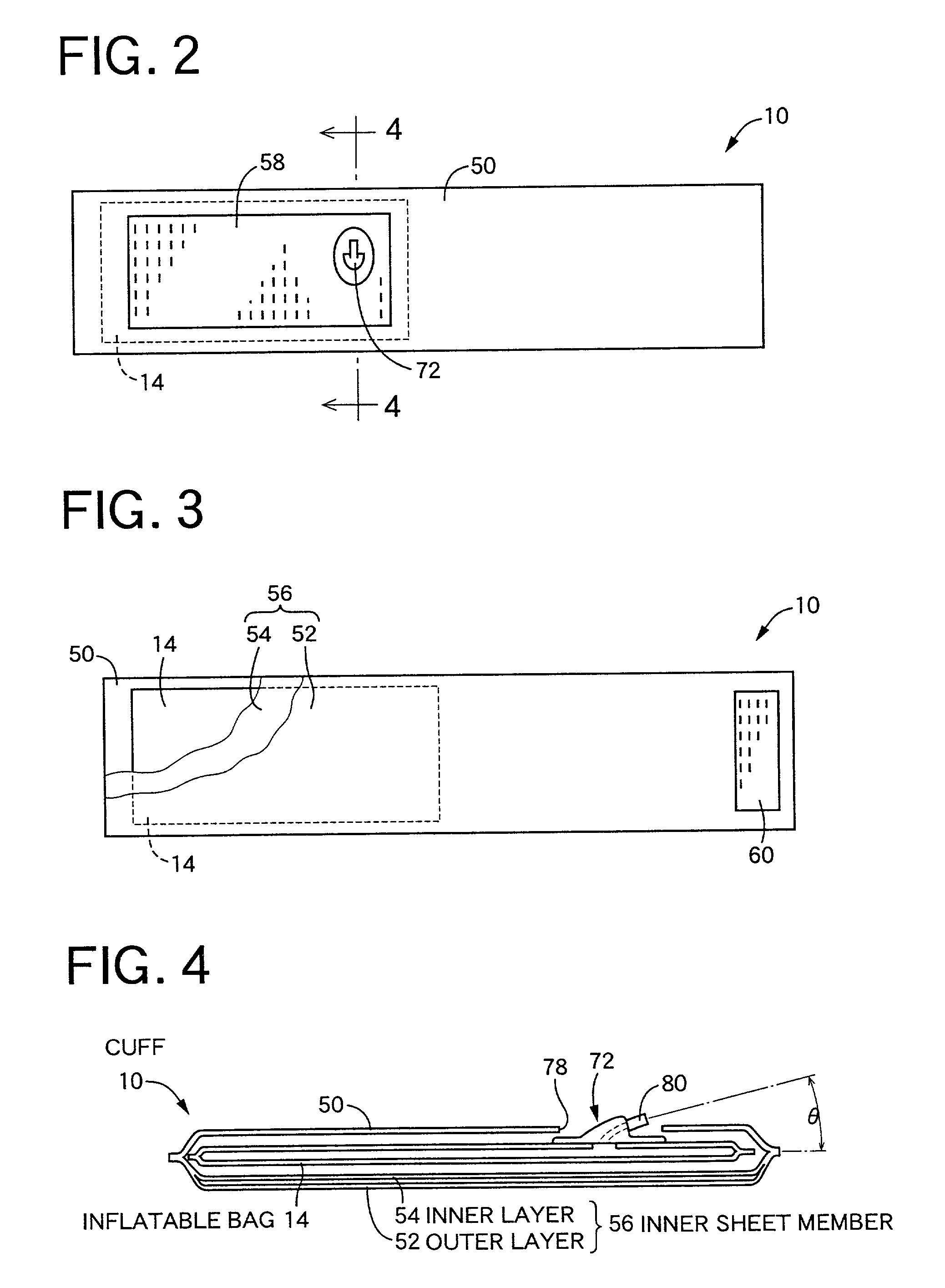 Inflatable cuff used for blood pressure measurement