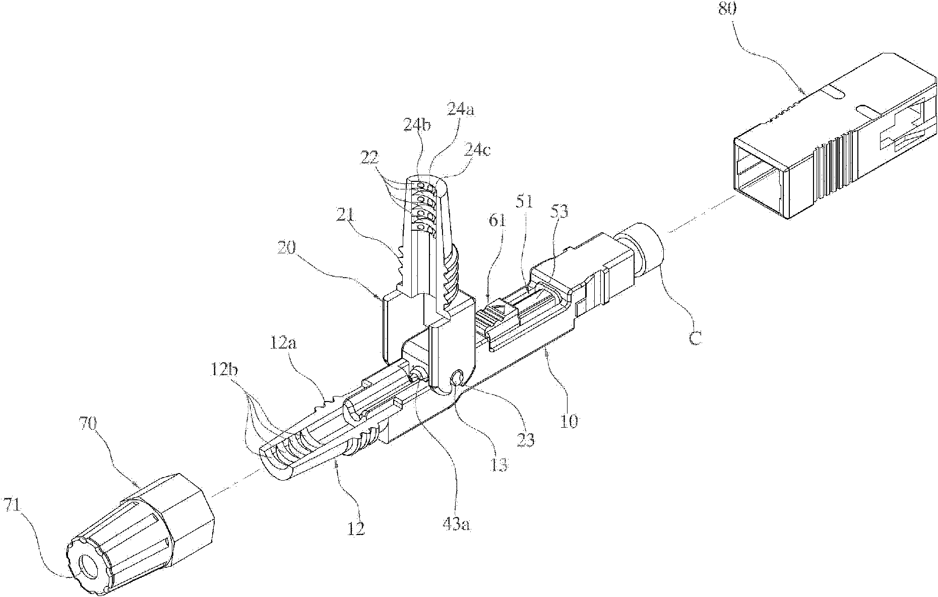 Field assembling optical connector