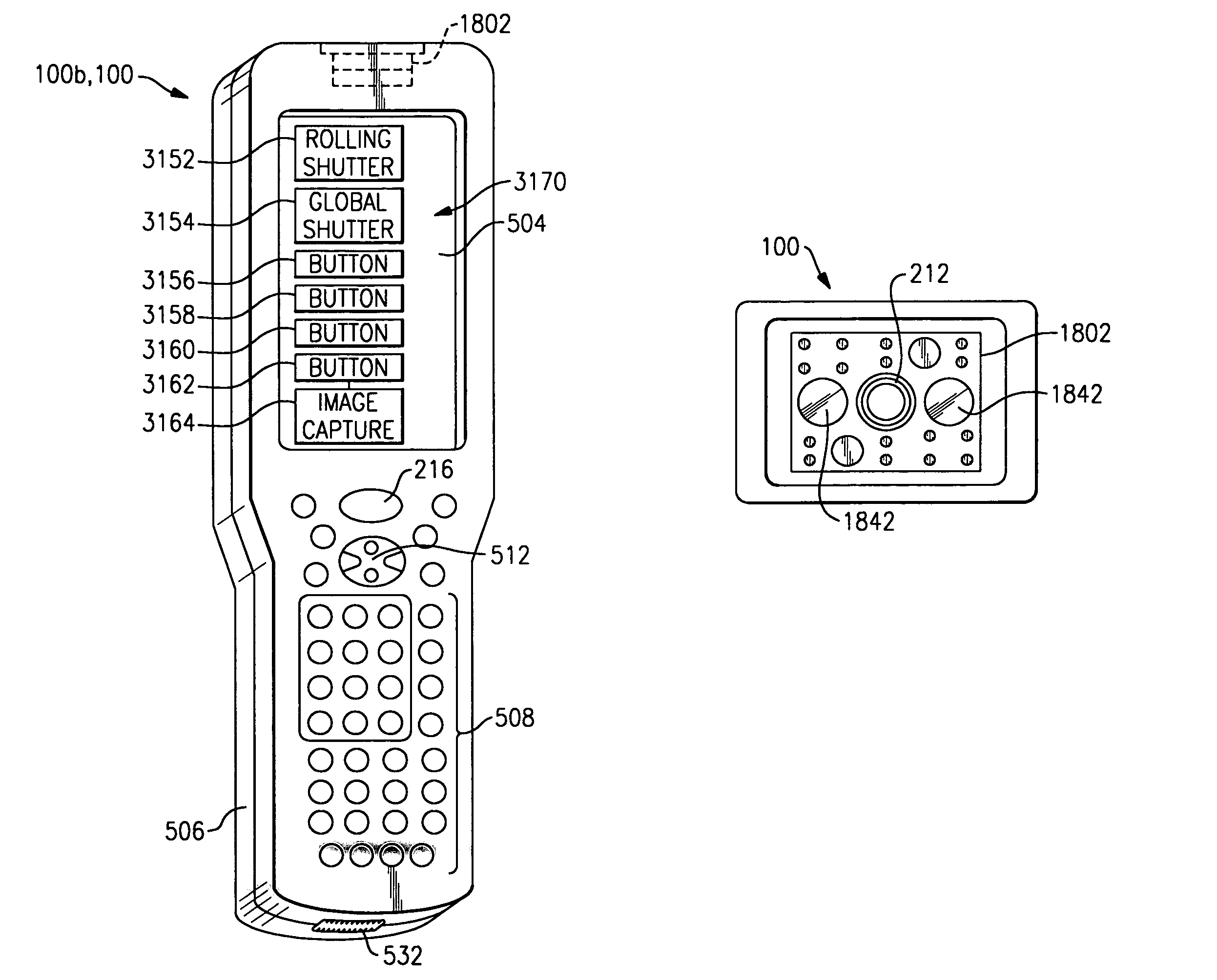 Bar code reading device with global electronic shutter control