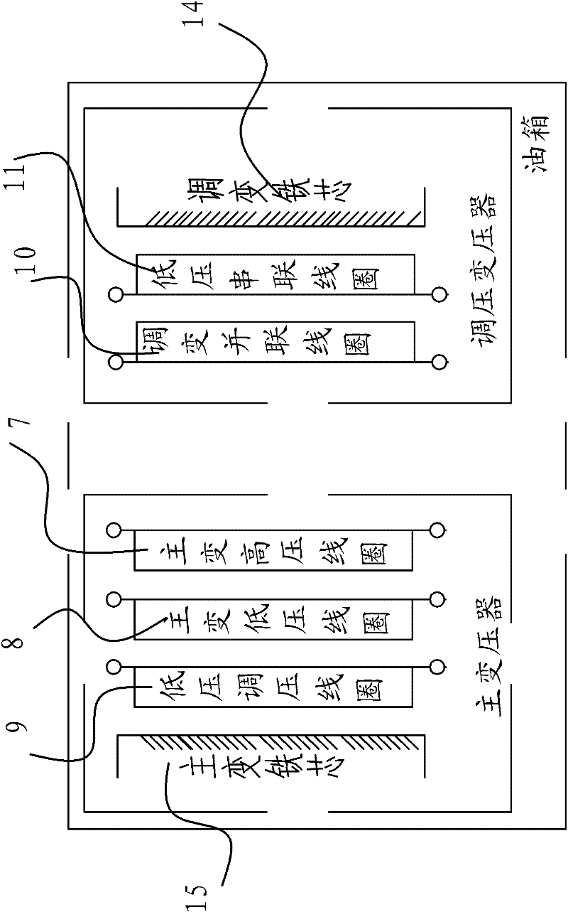 Double-high and low voltage on-load regulating transformer