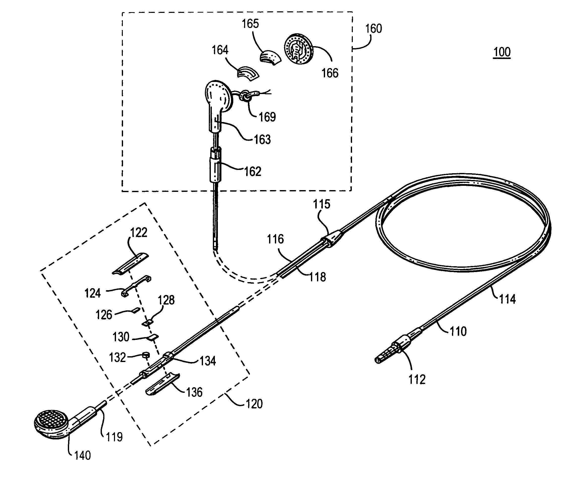 Wired headset with integrated switch