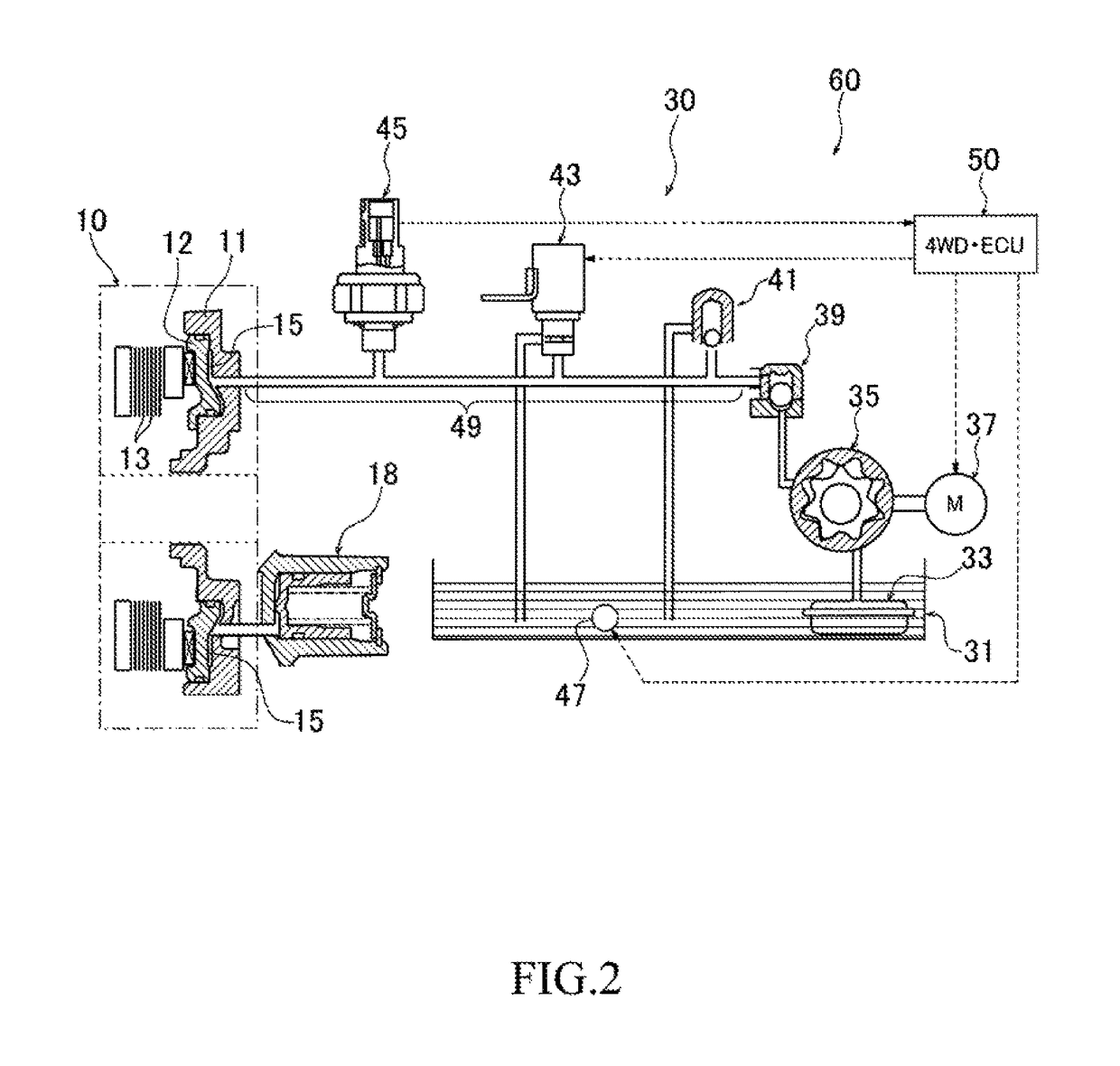 Hydraulic control device for drive power distribution device