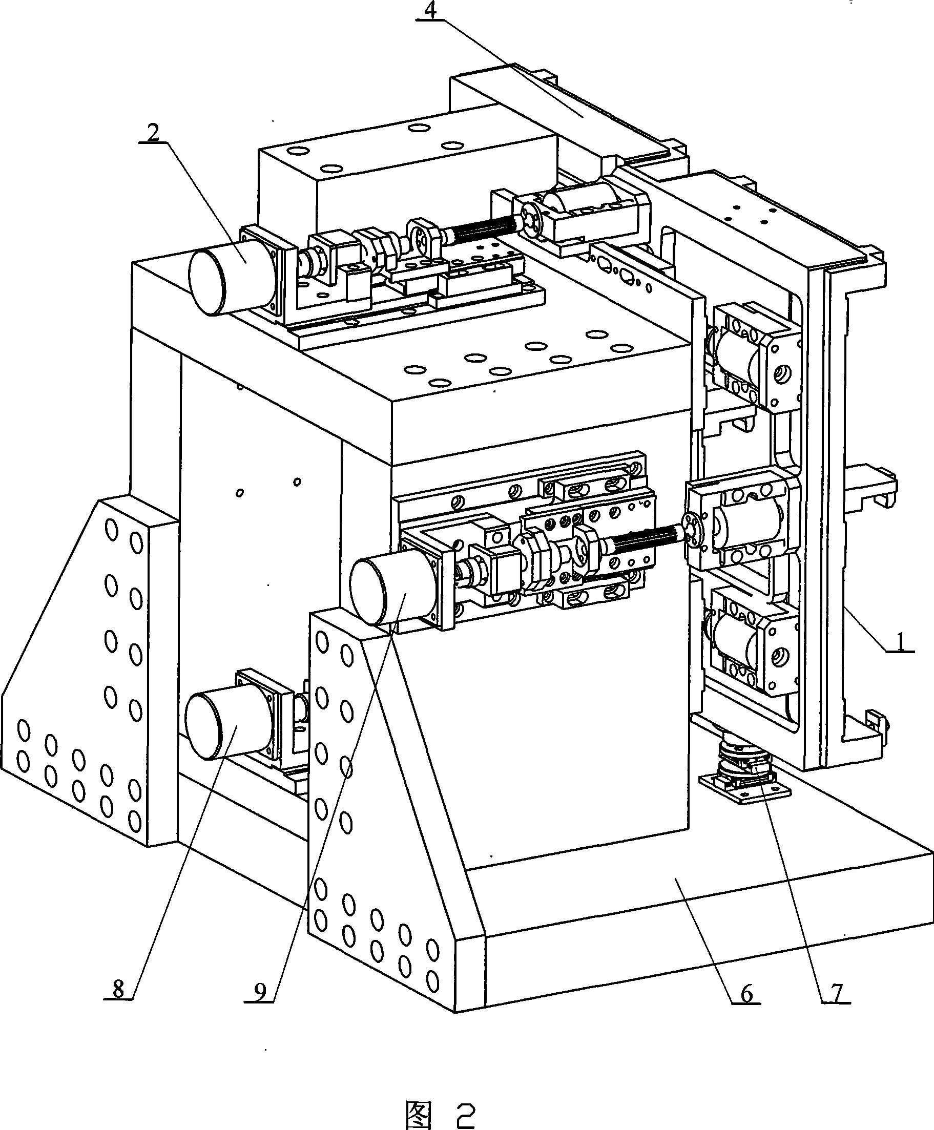 Parallel type macro-micro-driven high-precision heavy-caliber optical grating split joint device