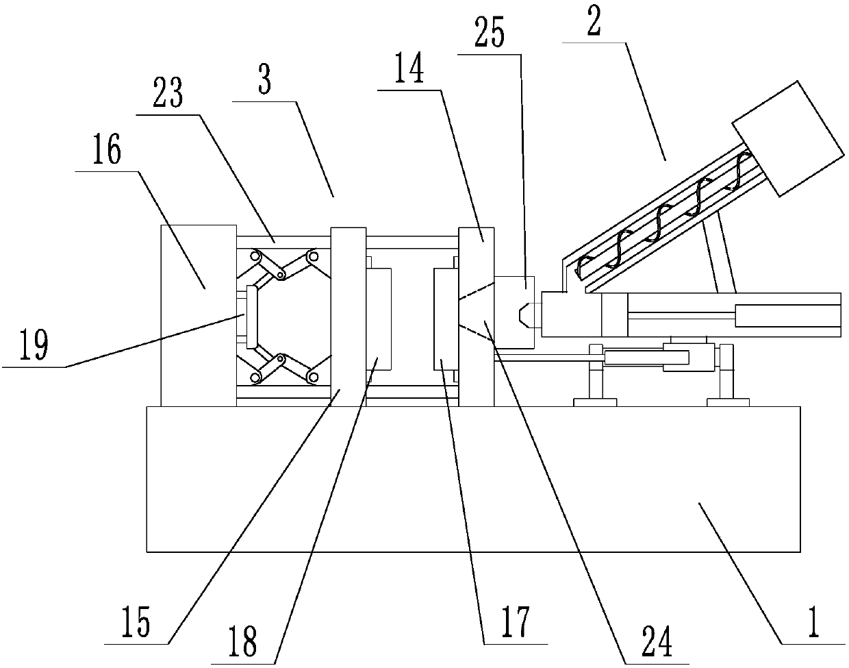 V-shaped horizontal type injection molding machine