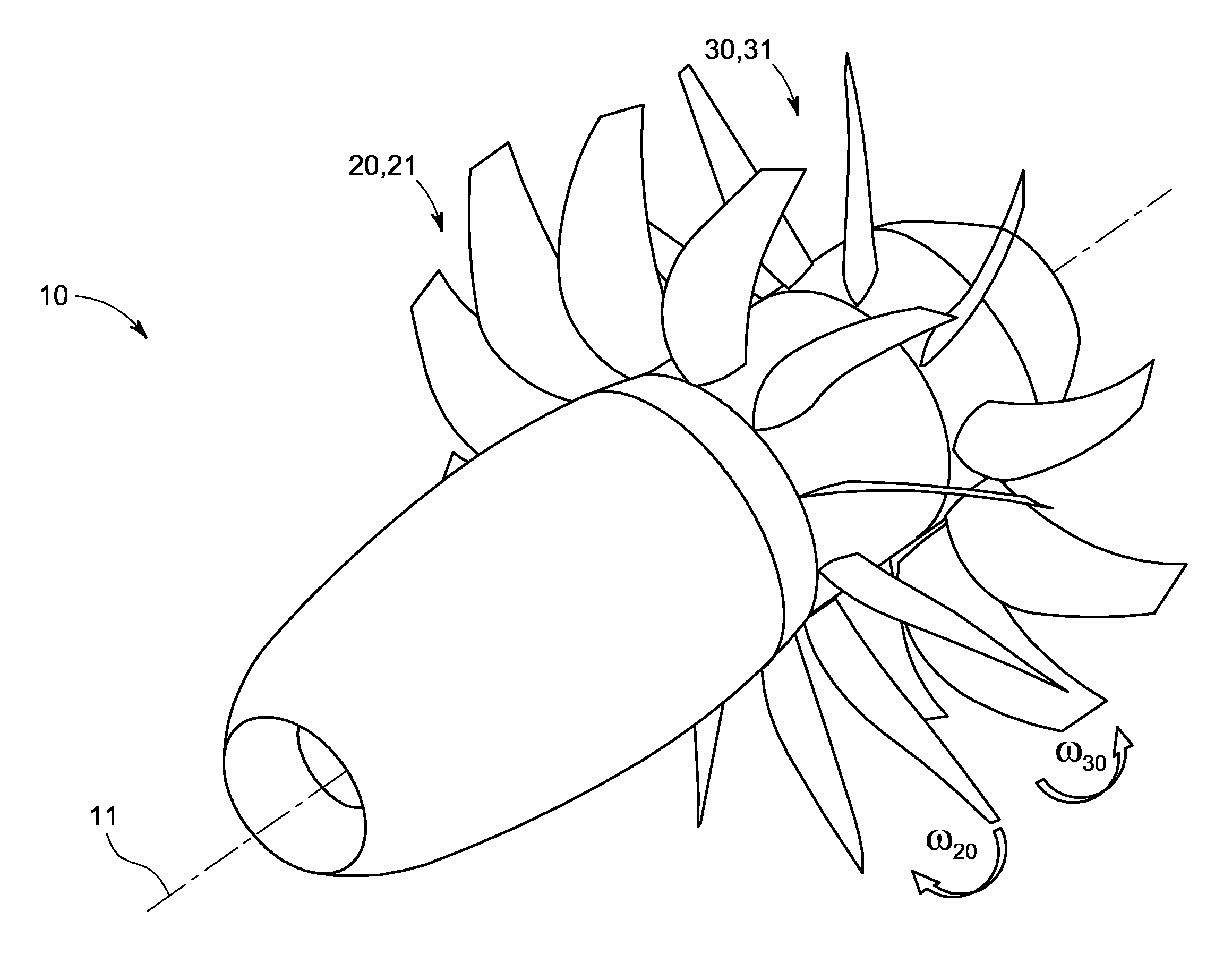 Pitch control of contra-rotating airfoil blades