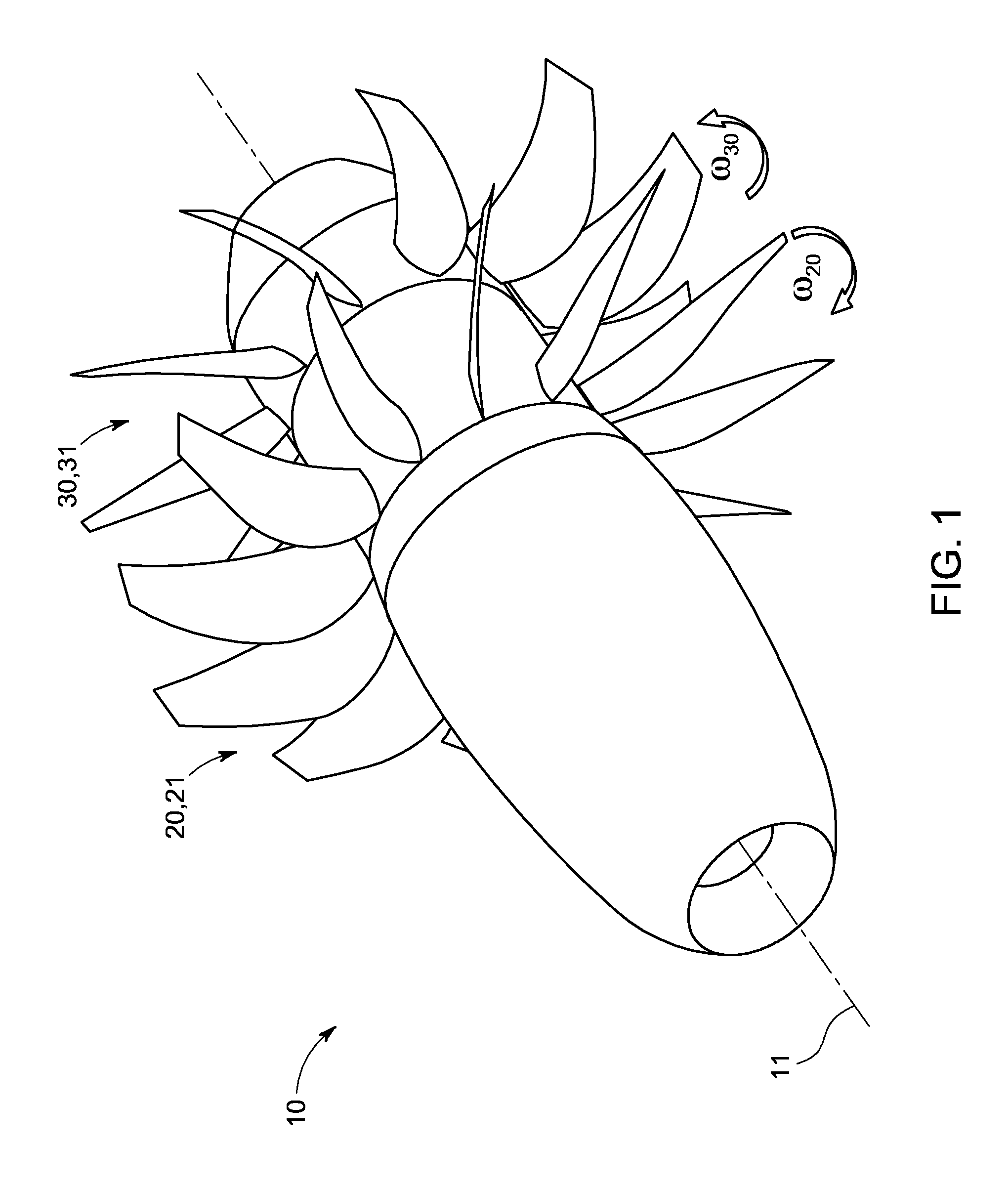 Pitch control of contra-rotating airfoil blades