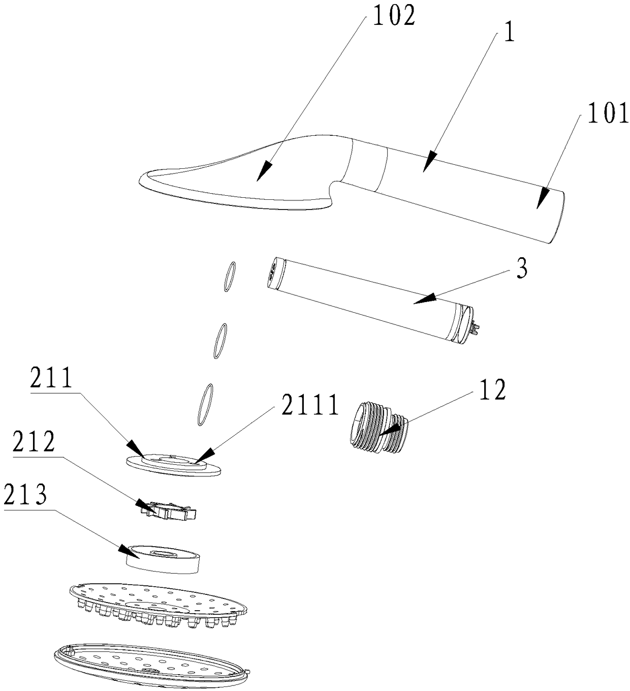 Hydrogen generating device and shower head with same