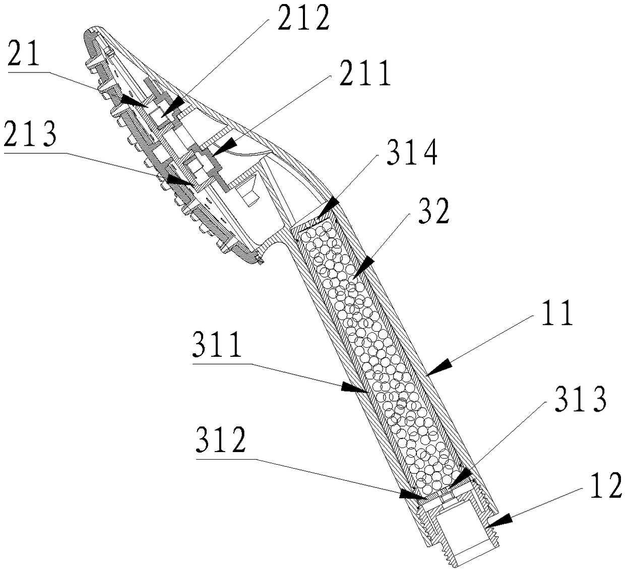 Hydrogen generating device and shower head with same