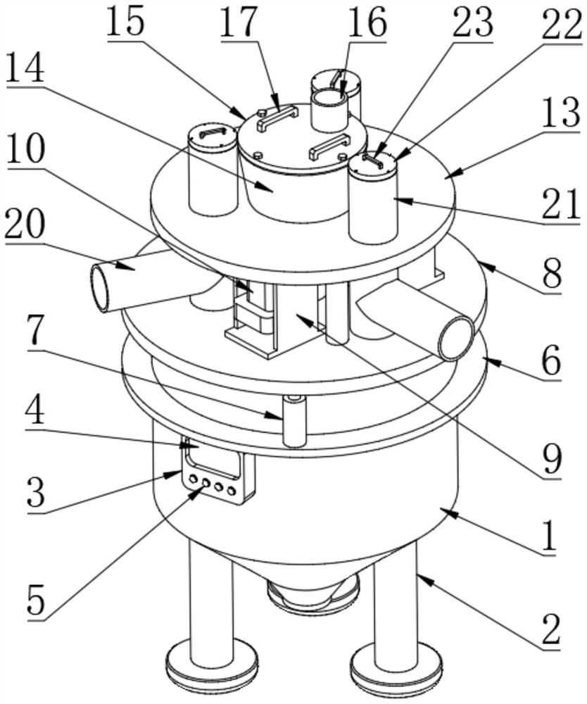 Raw material feeding device for ceramic tile back adhesive production and processing