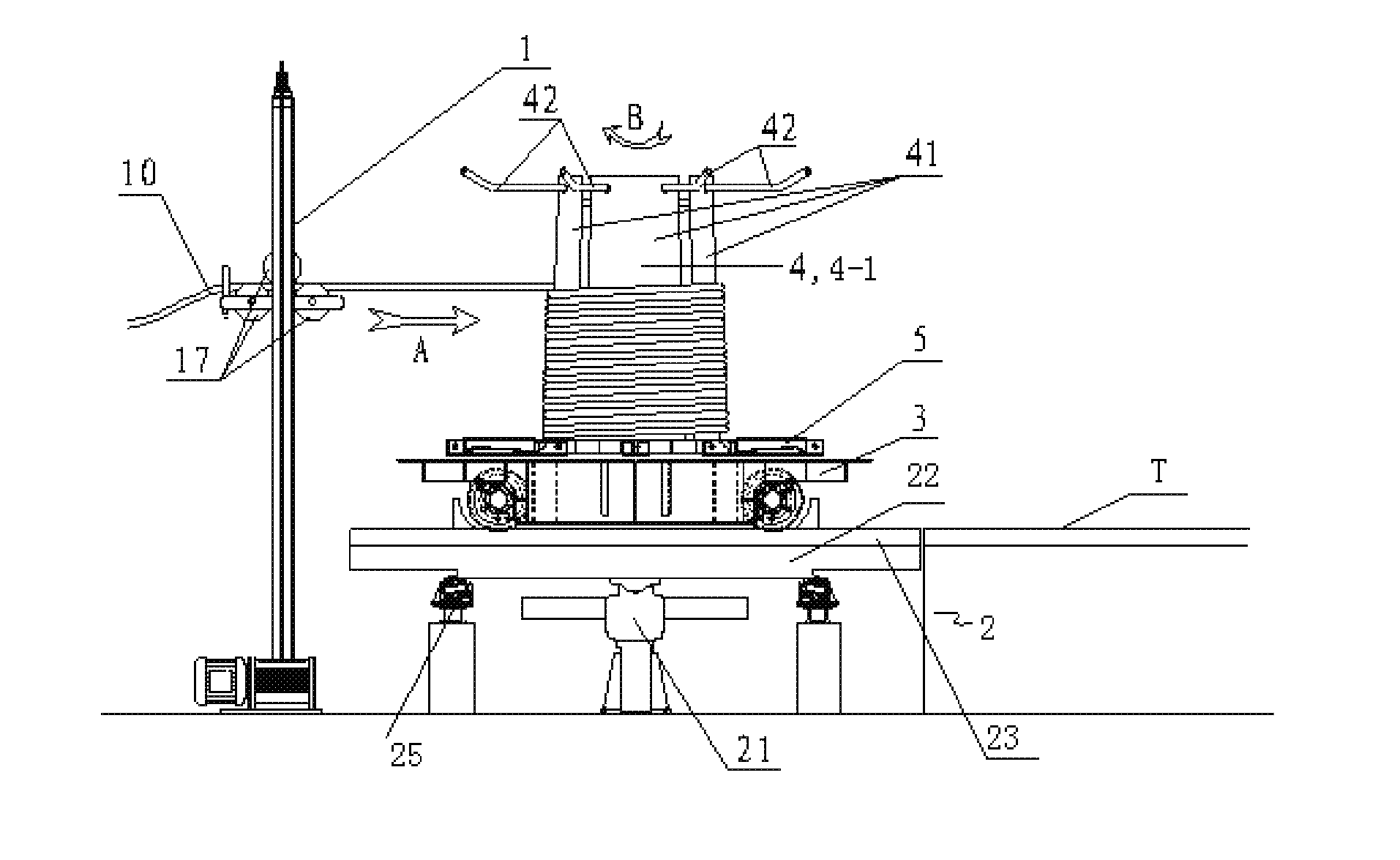 Device and method for winding and unwinding a parallel wire strand horizontally