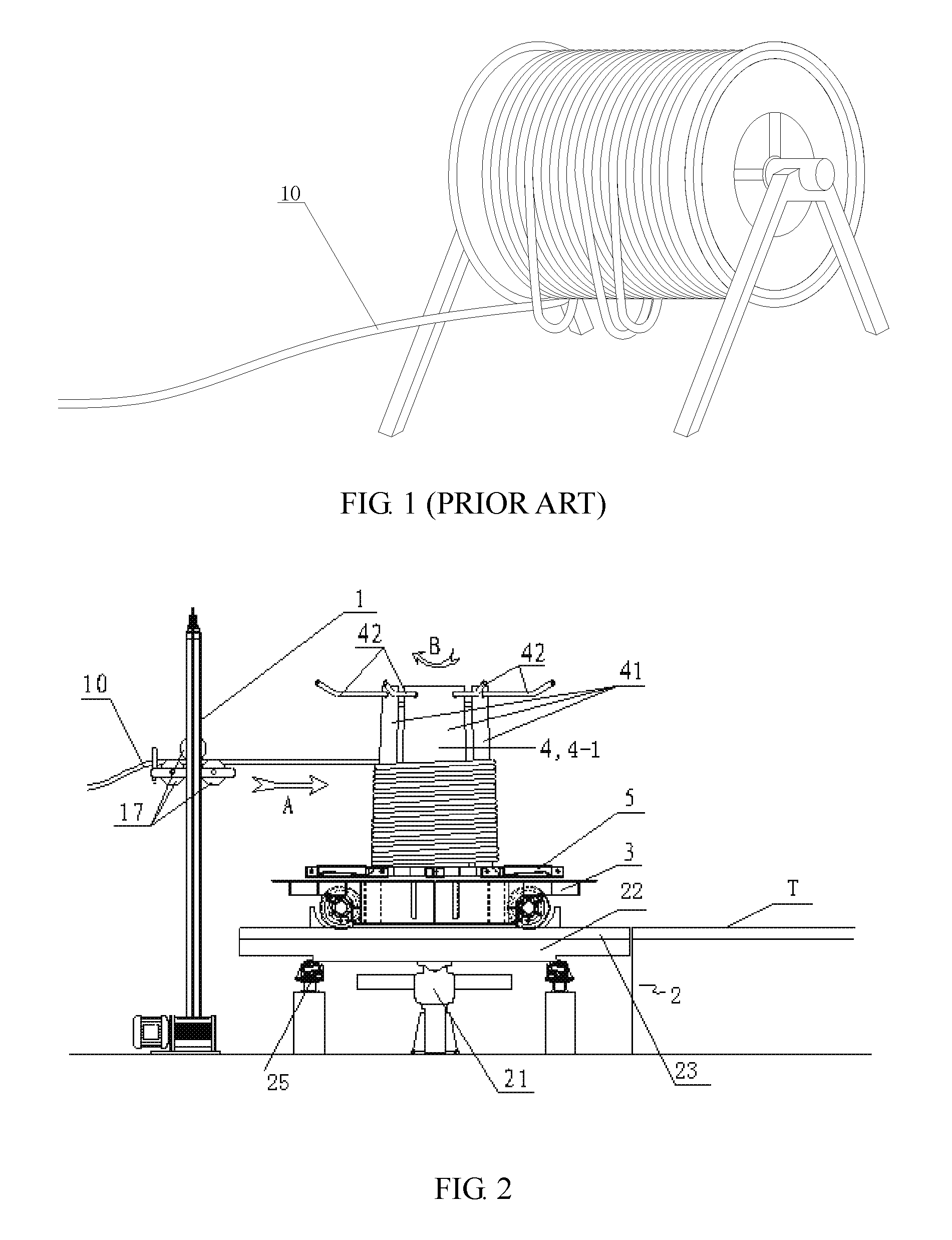 Device and method for winding and unwinding a parallel wire strand horizontally