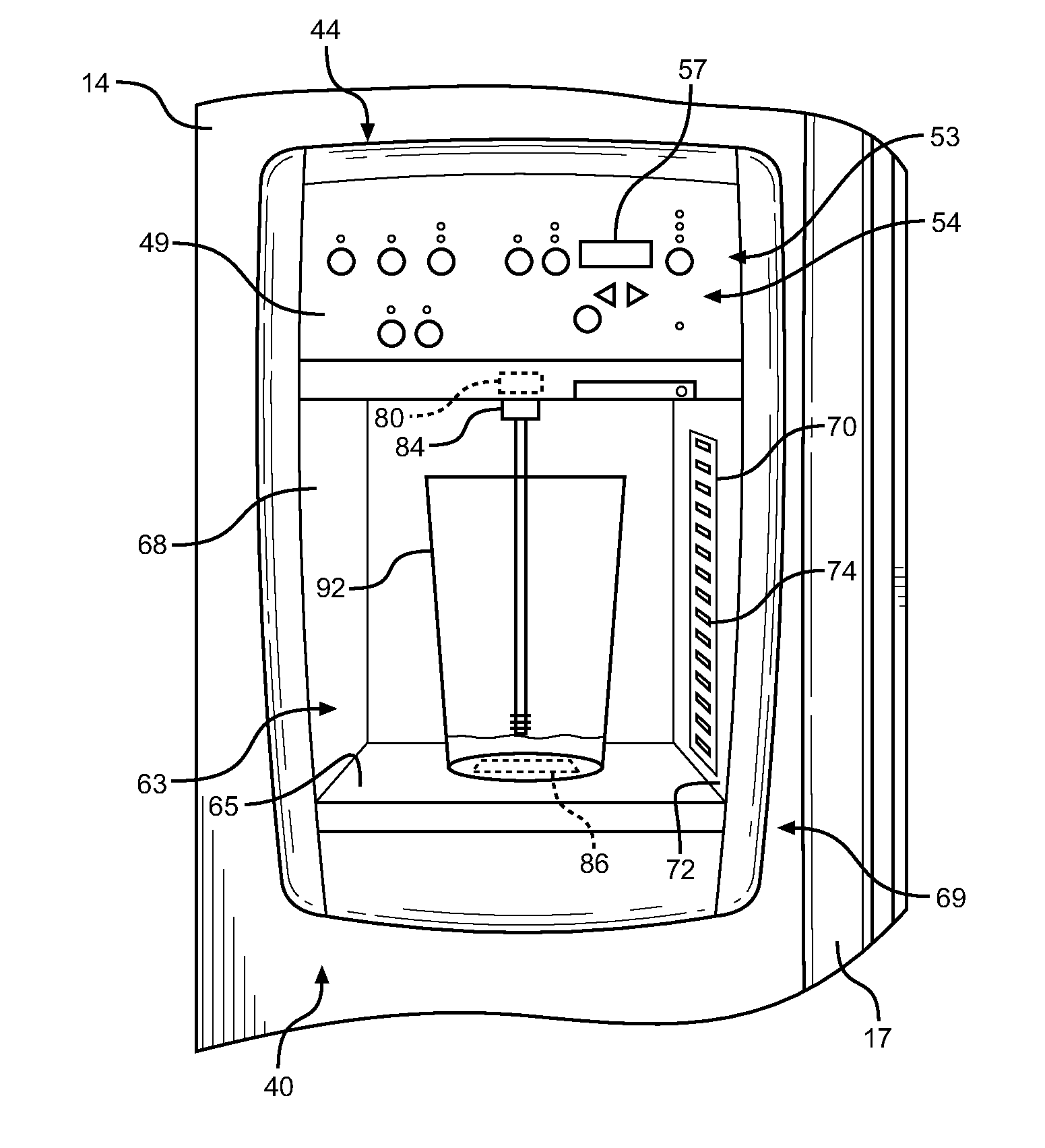 Select fill sensor system for refrigerator dispensers