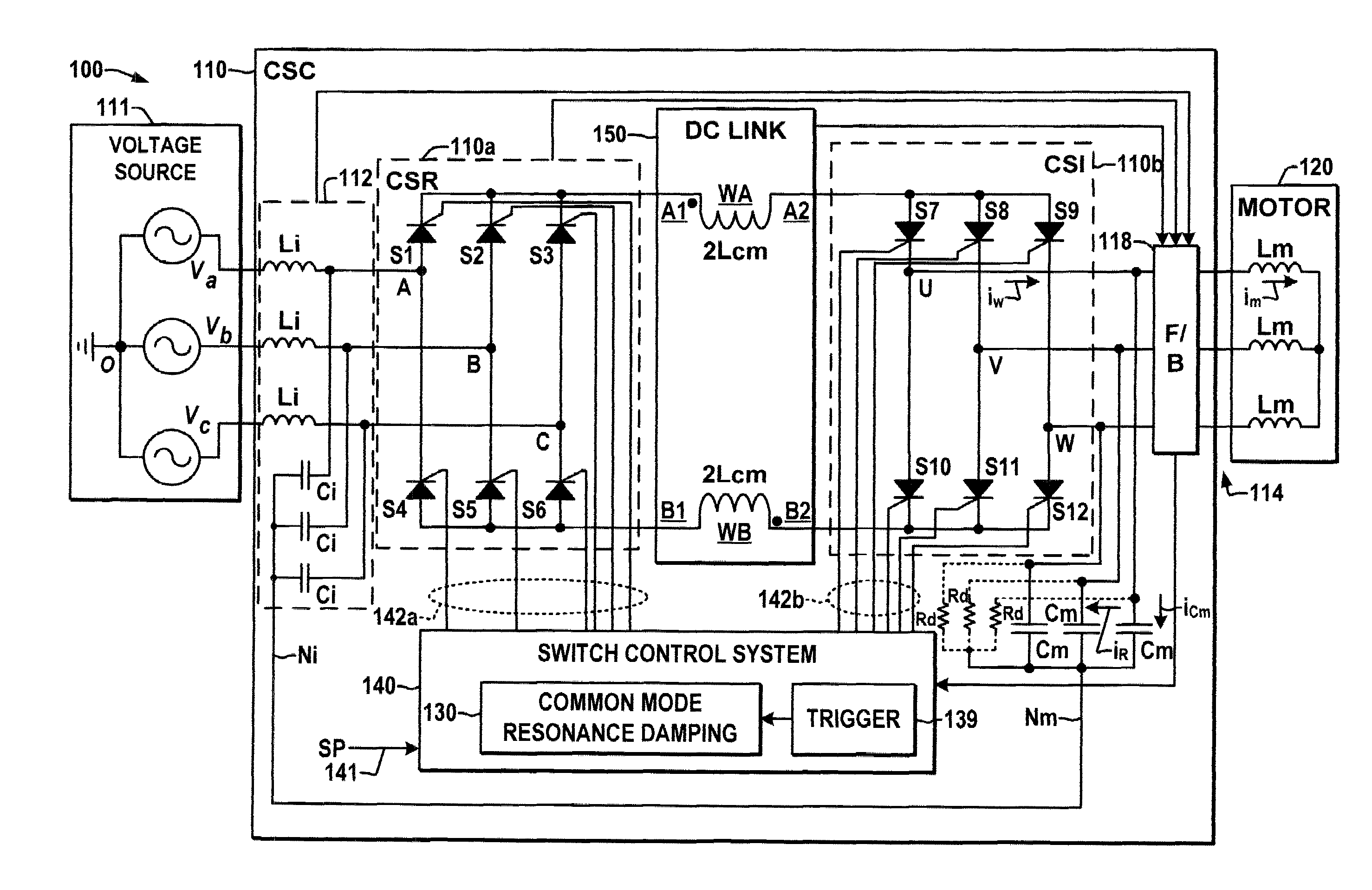 Power conversion system and method for active damping of common mode resonance