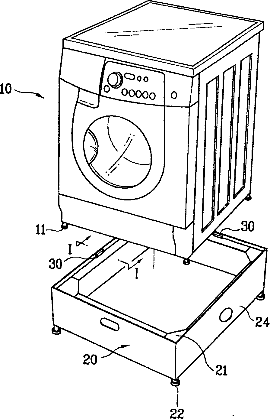 Arrangement bench for drum washing machine and assembly structure of drum washing machine and arrangement bench