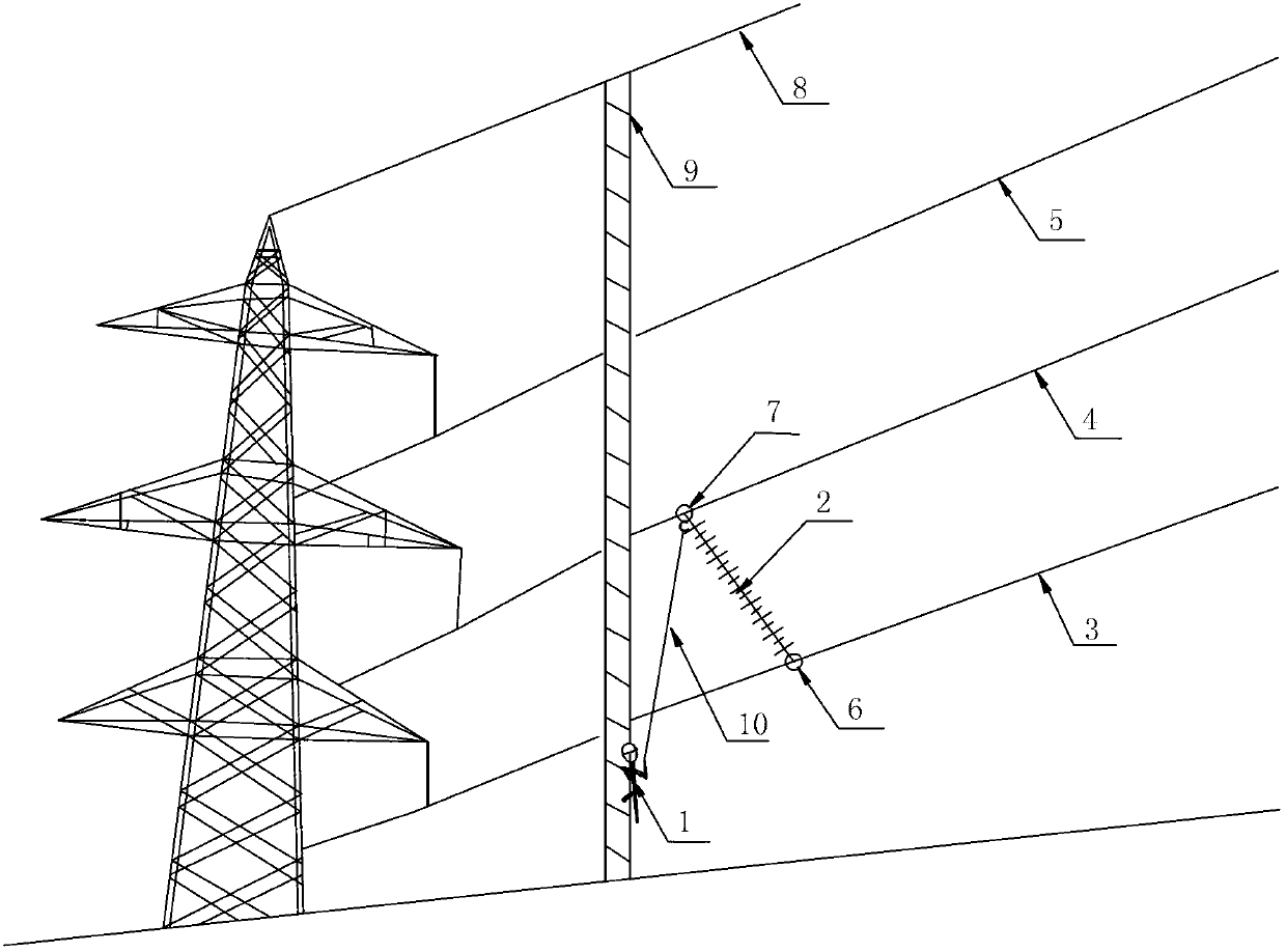 Method for mounting anti-waving spacers on 66-kilovolt power transmission hot-line