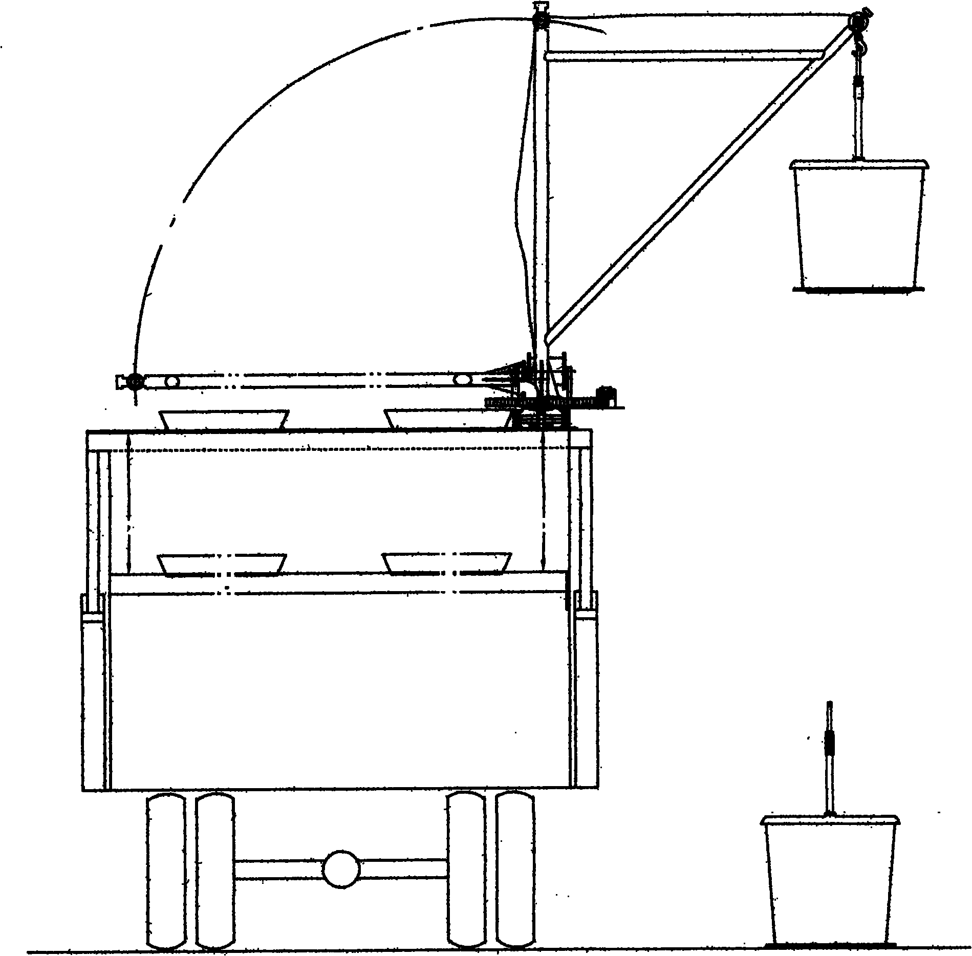 Method and equipment for collecting, hoisting, compacting and transporting refuse