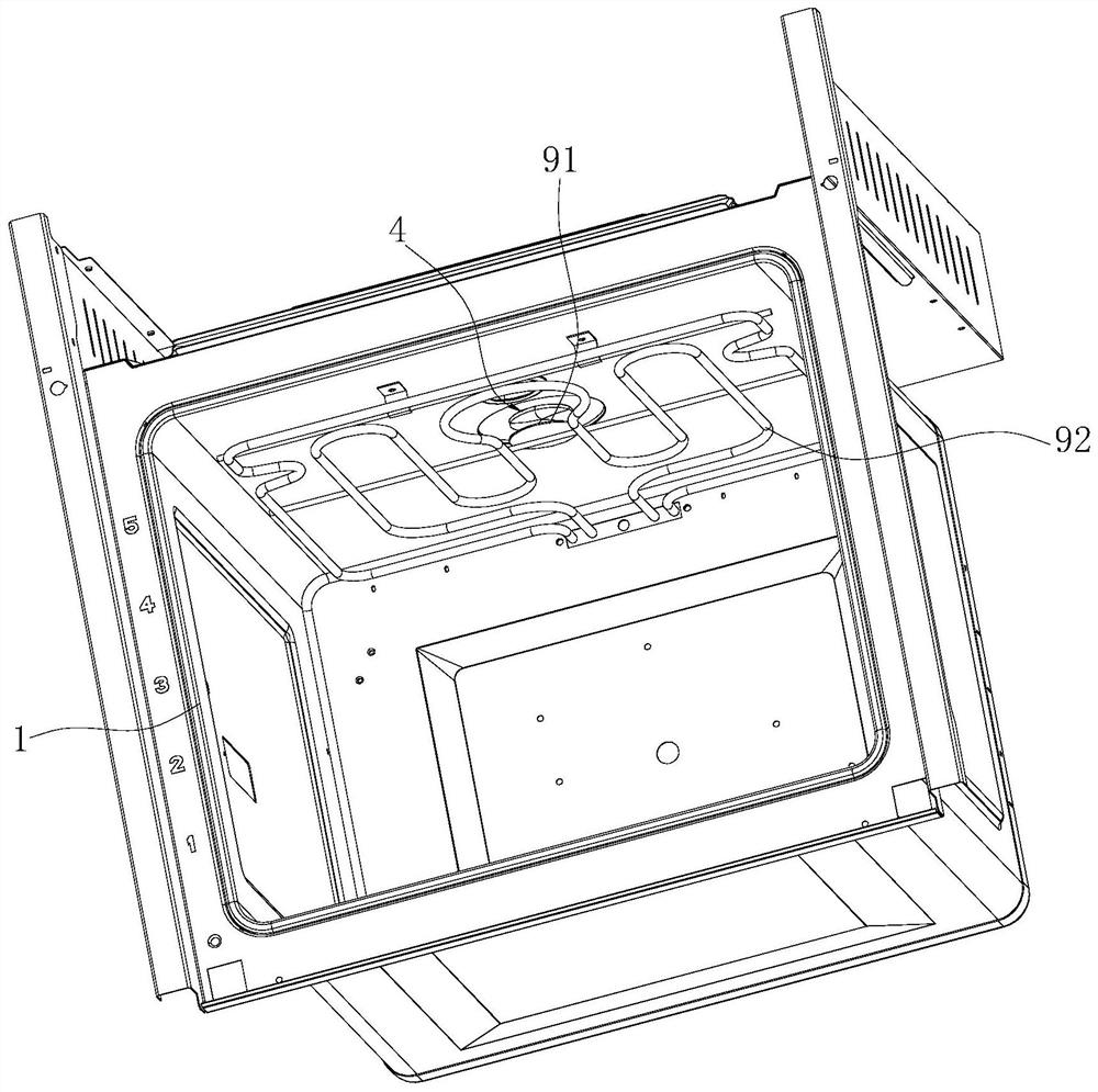 A ventilation component and an integrated steaming and baking machine with the ventilation component