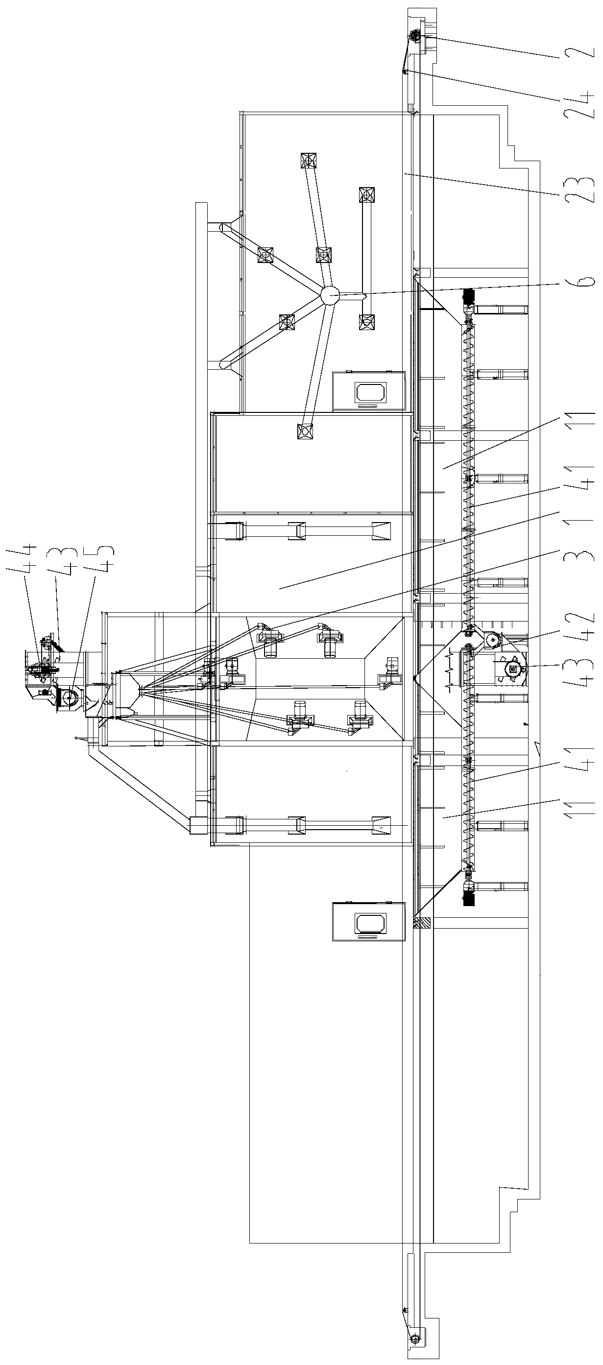 Train whole-vehicle shot blasting derusting machine