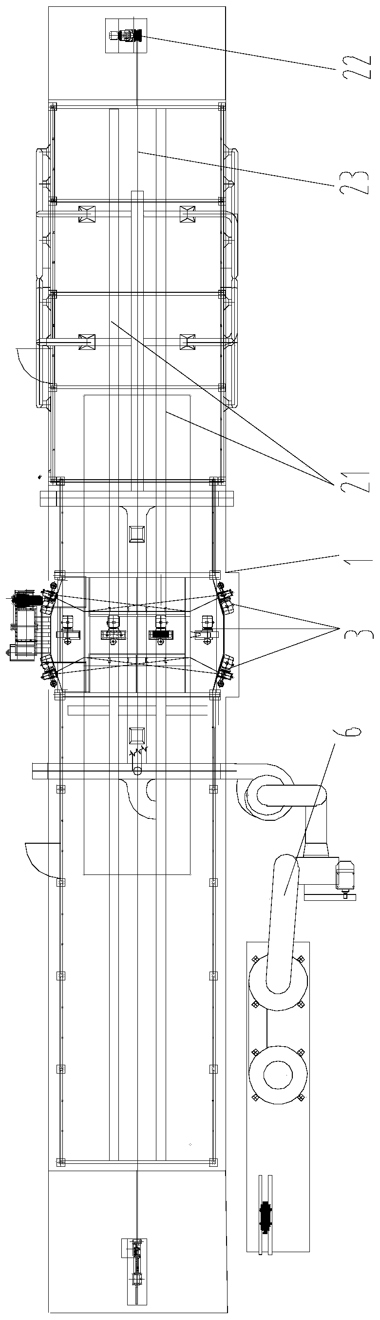 Train whole-vehicle shot blasting derusting machine