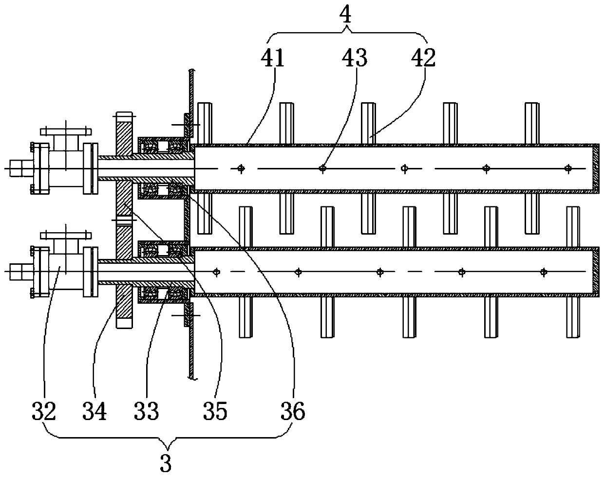 Unloading and scattering drying furnace