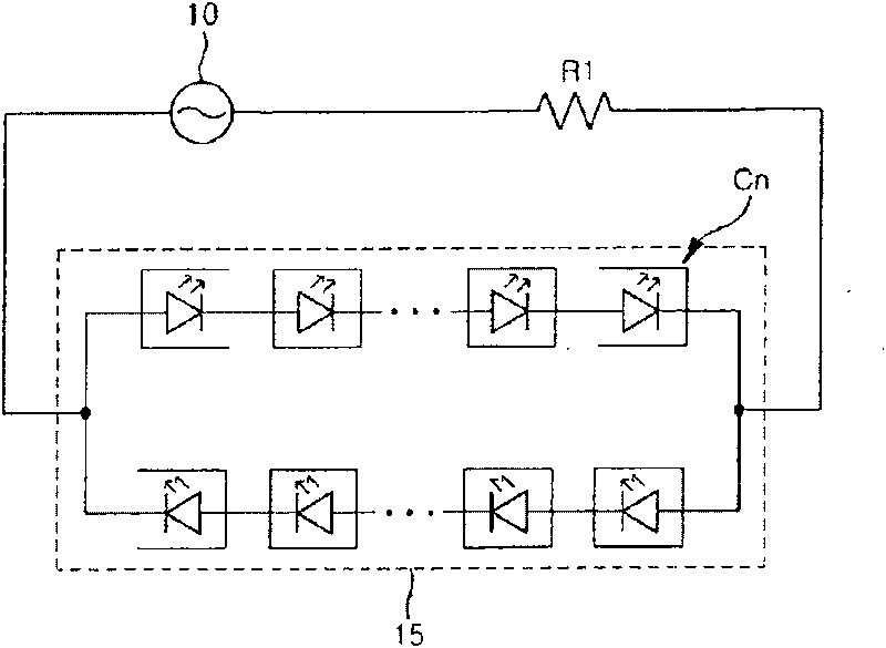 Light emitting device for AC power operation