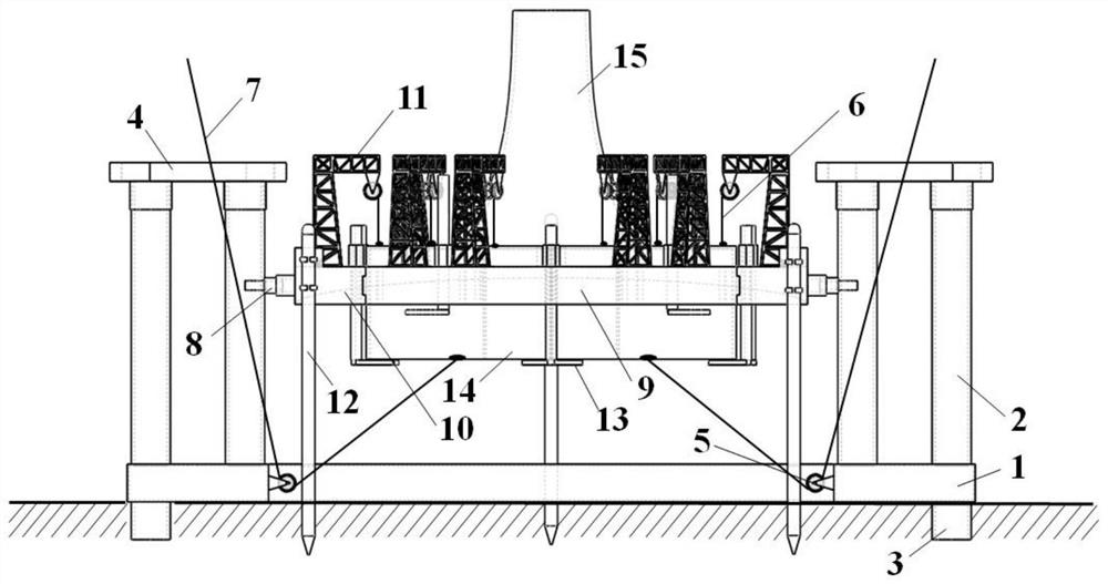 Deep water offshore wind power bucket foundation mounting device and method