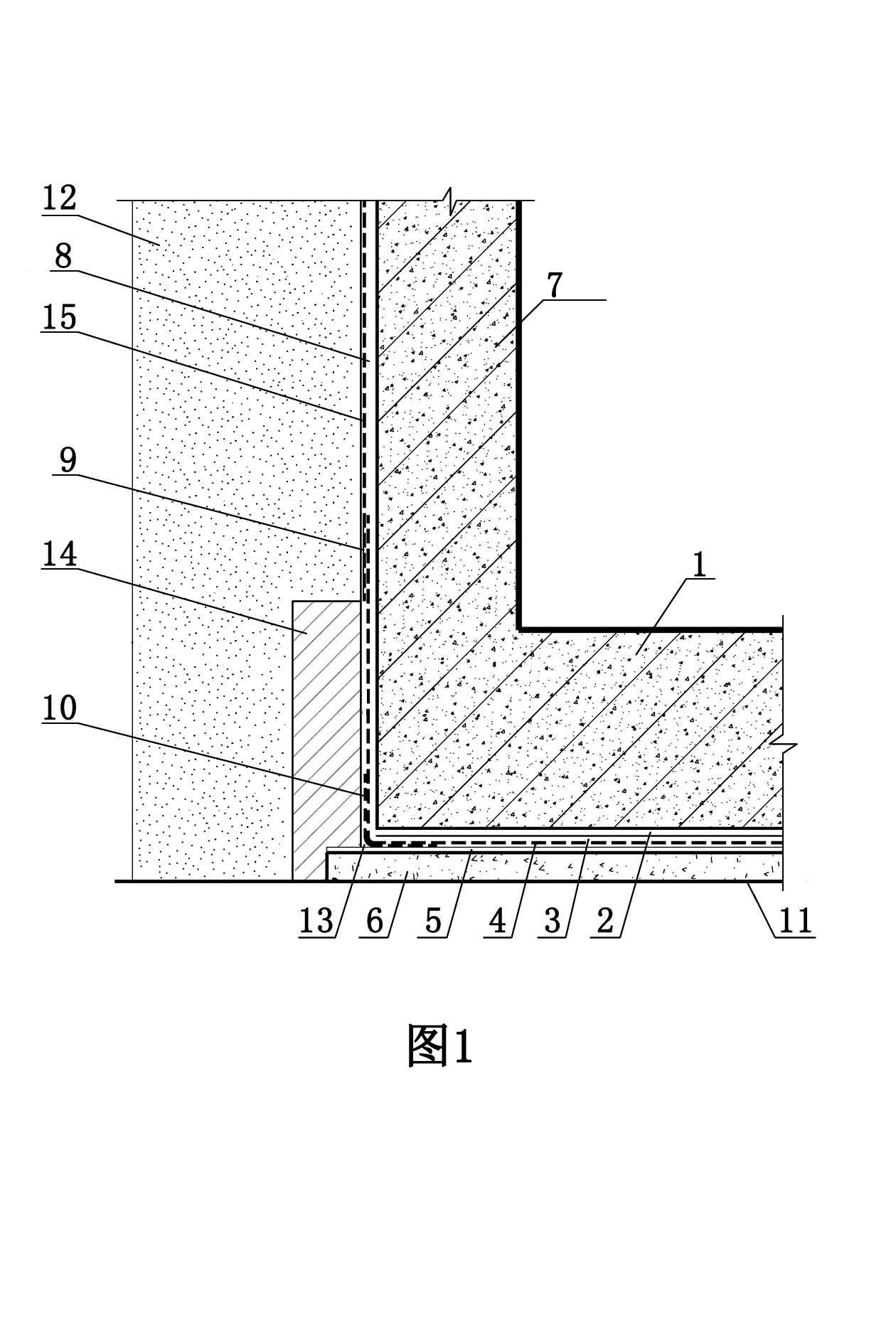 Waterproof system for basement bottom board and wall surface and construction method thereof