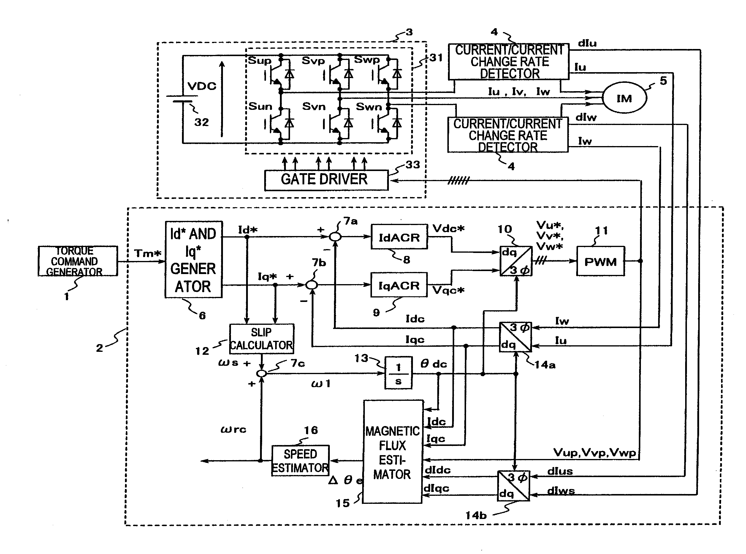 Drive device for alternating current motor and electric motor vehicle