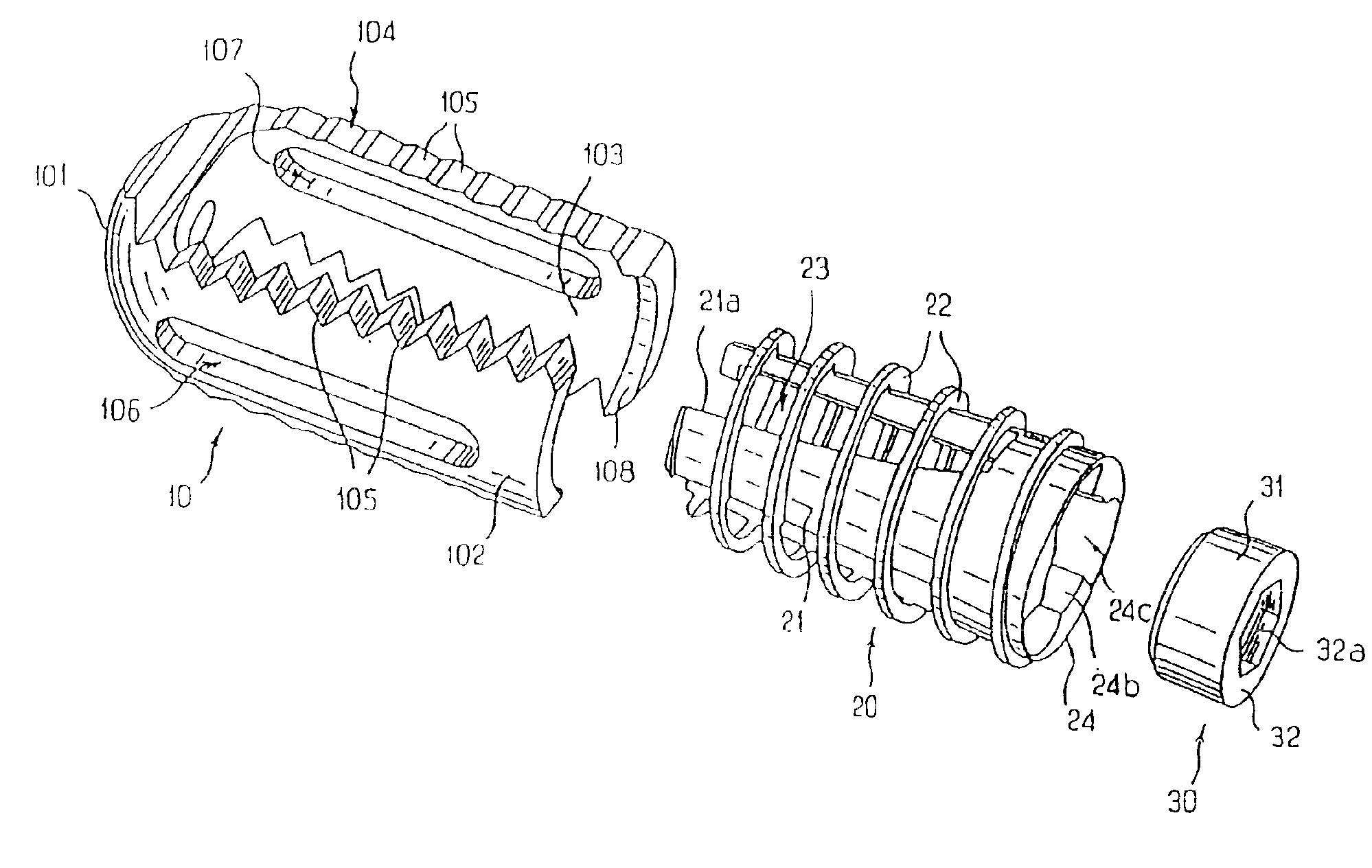 Intersomatic implants in two parts