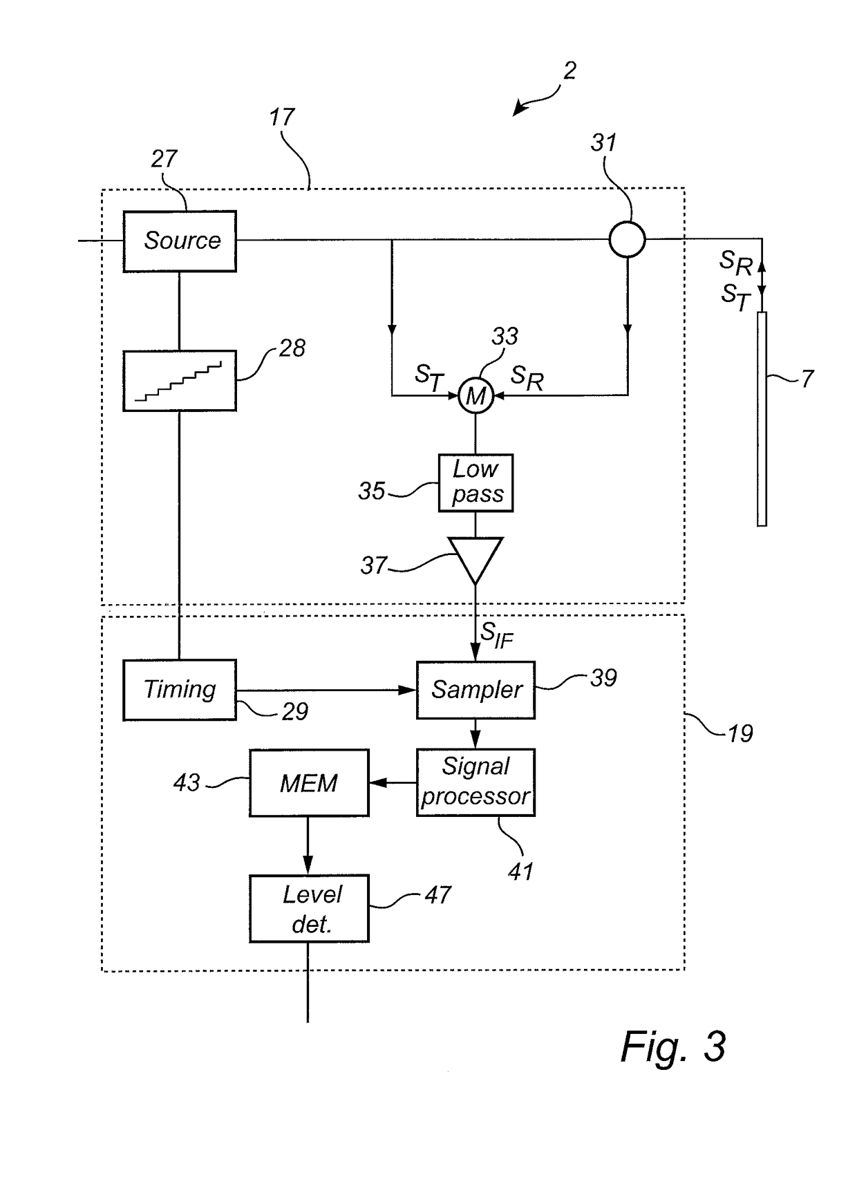 Radar level gauge system with low reflection spacer arrangement