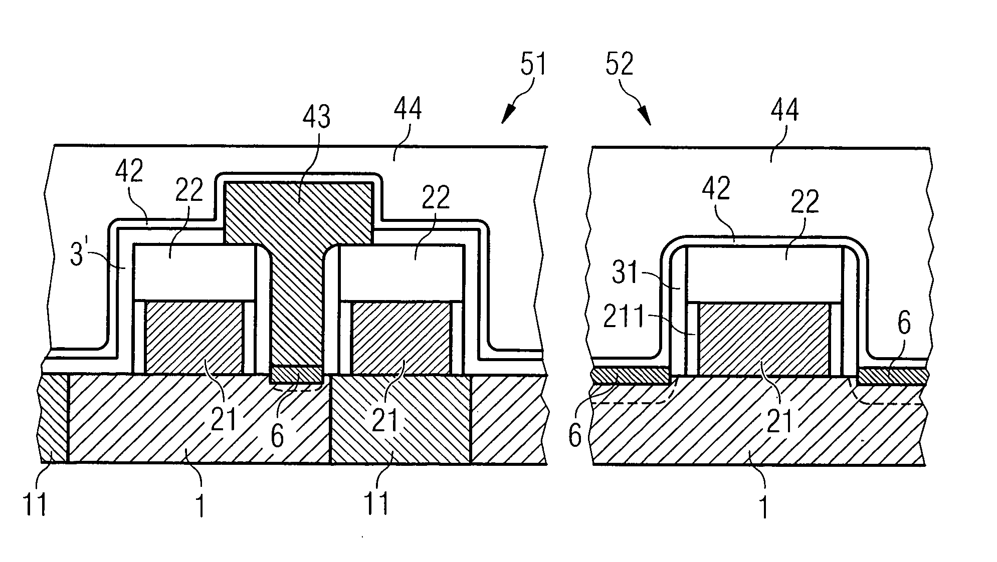 Fabricating transistor structures for DRAM semiconductor components