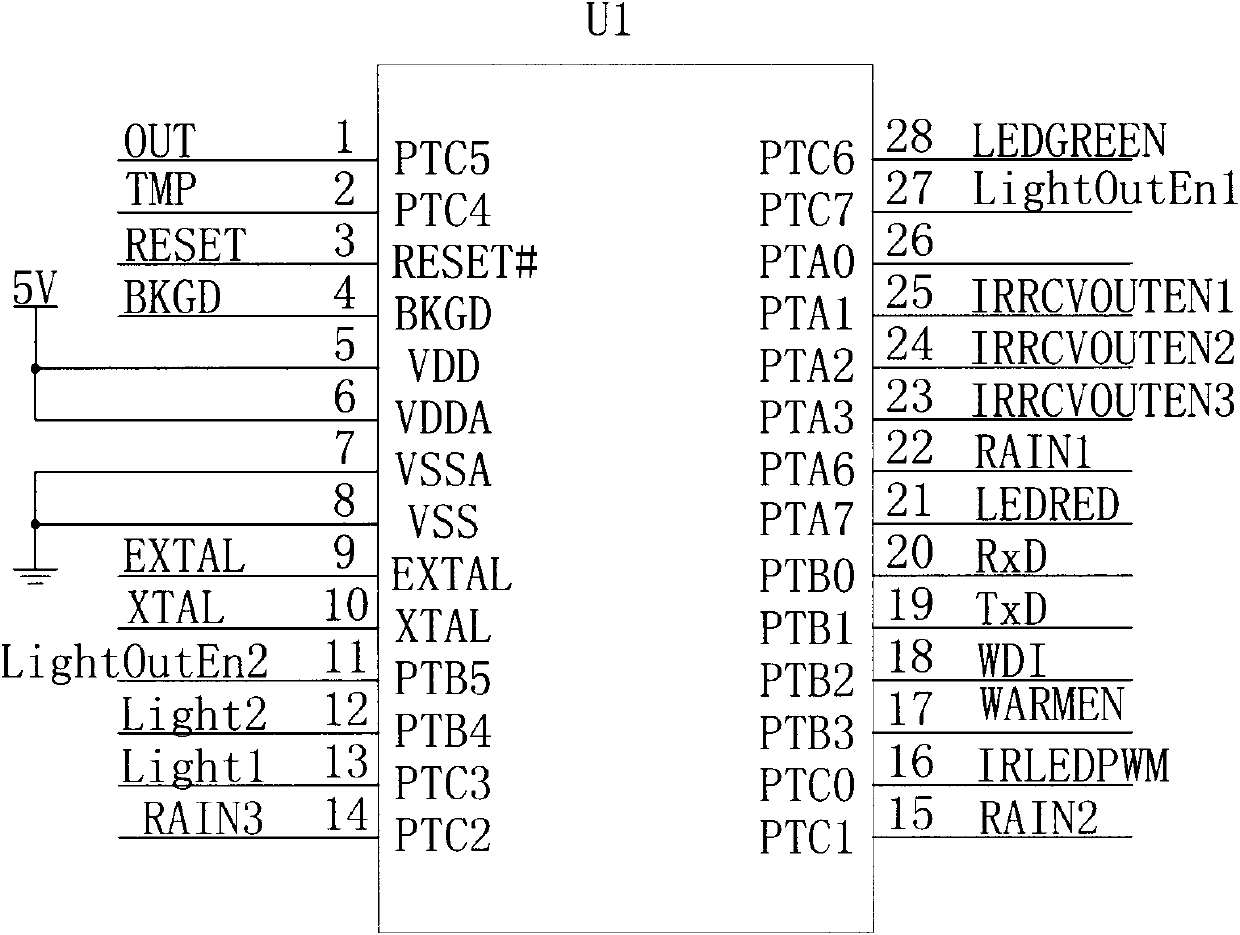 Automotive self-adaptive rainfall sensing circuit