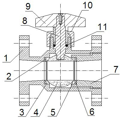 Valve combination mode of high polymer material combined with ceramic and composite ball valve