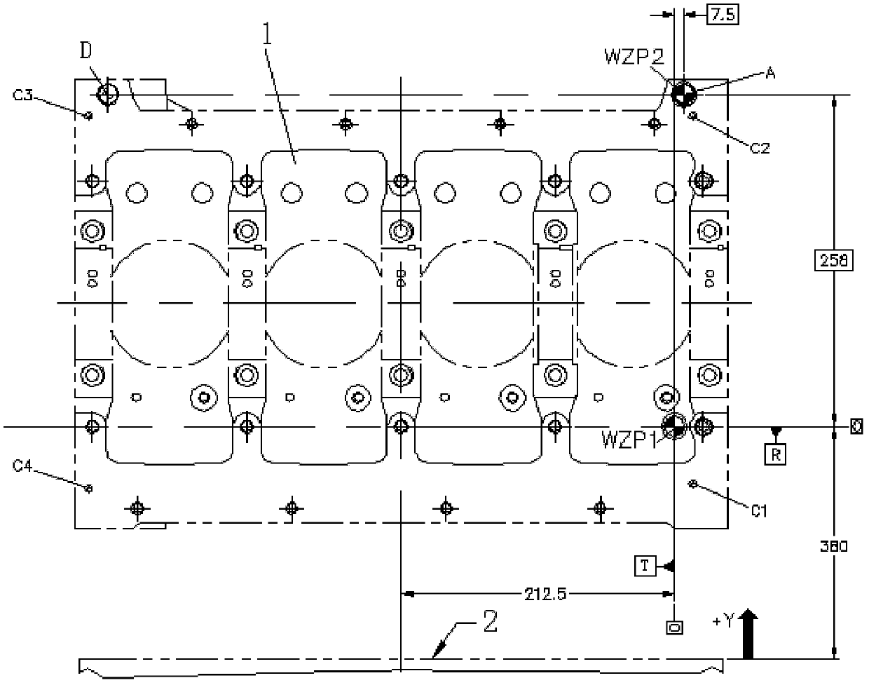 Benchmark deviation compensation type processing method and system used for box or shell part