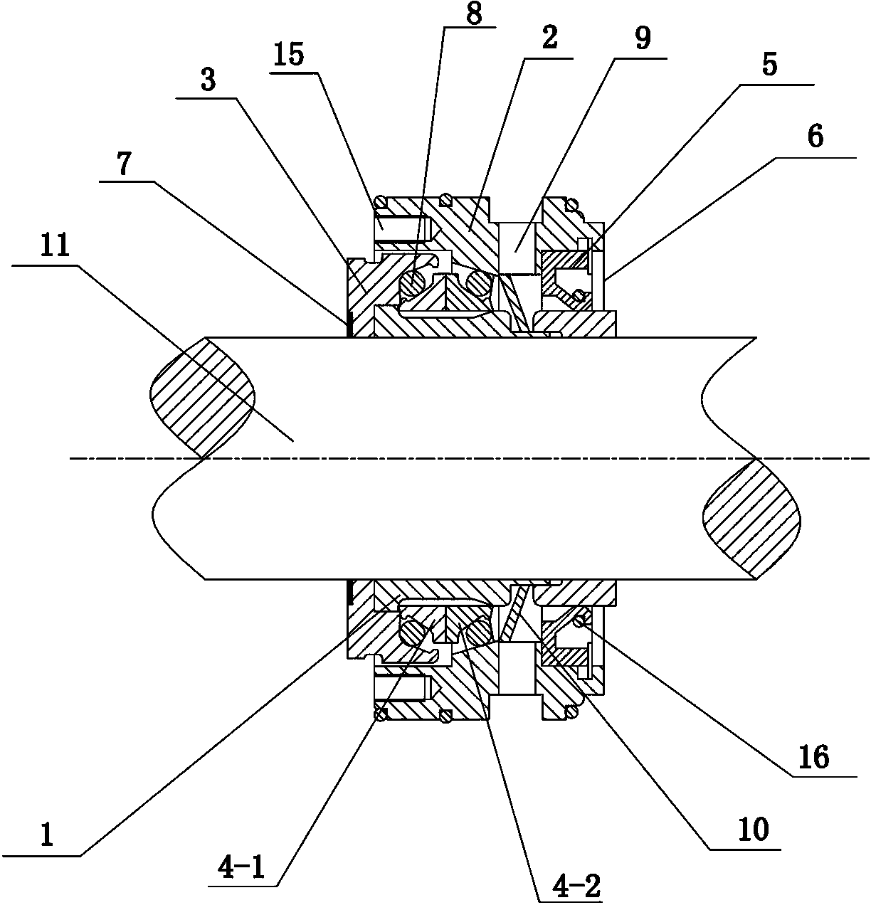 Container-type mechanical shaft seal piece and double-end surface shaft seal piece comprising same