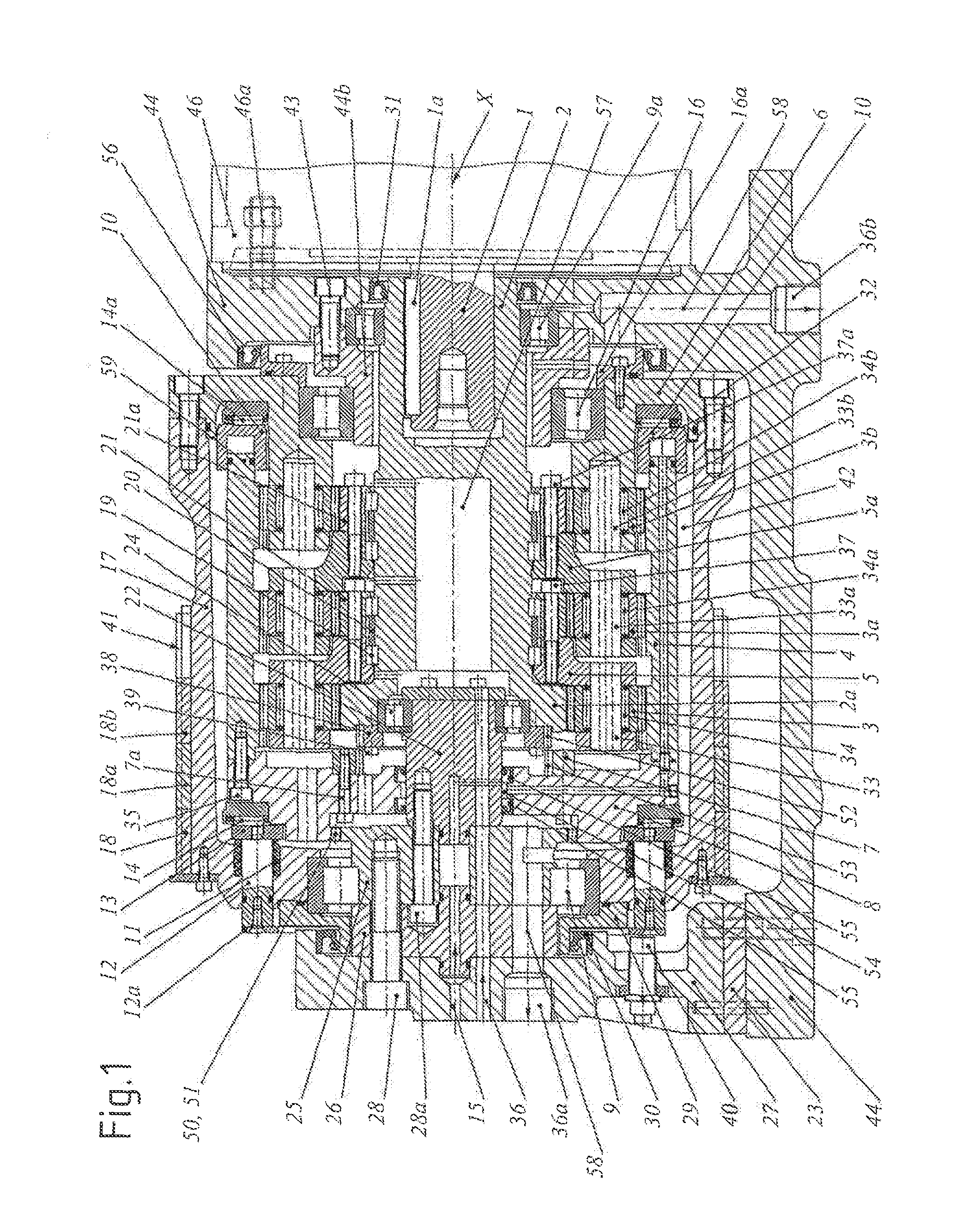 Gear train unit and arrangement for a stamping press