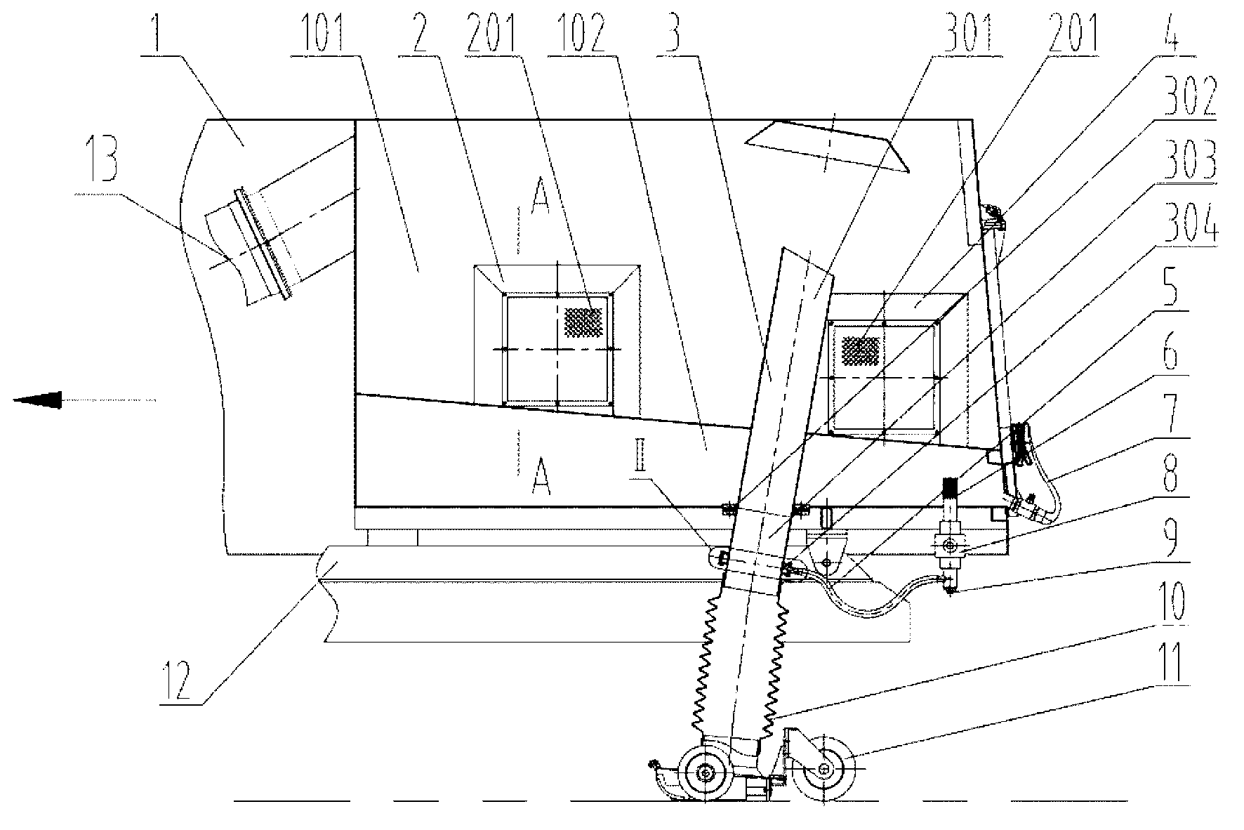 Suction pipe dust settling device for suction type sweeping machines and sweeping machine