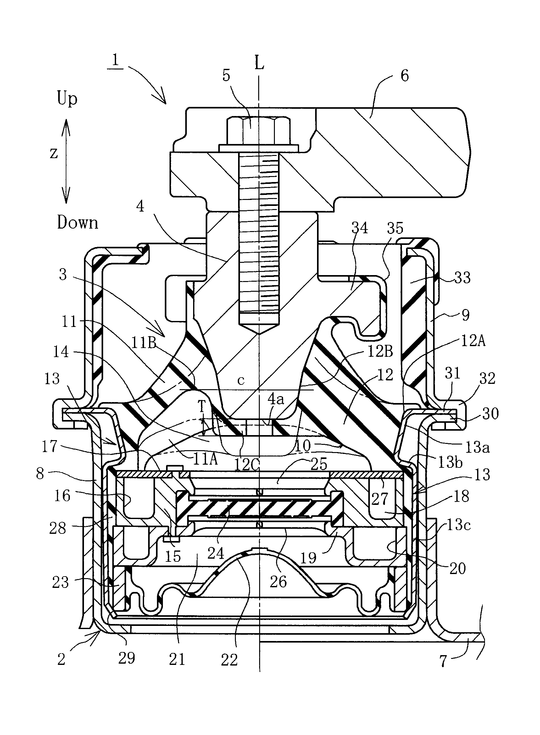 Liquid sealed vibration isolating device