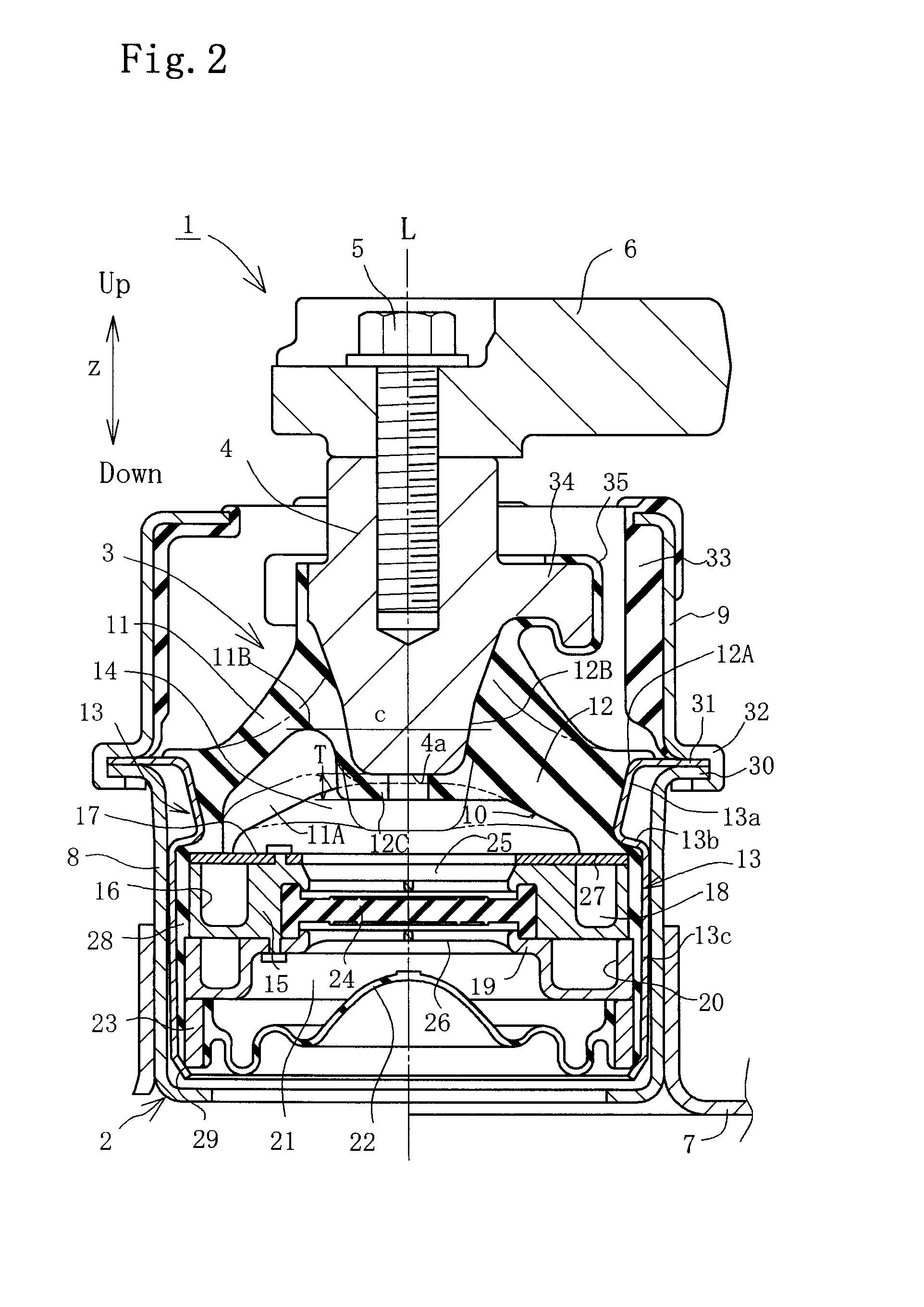 Liquid sealed vibration isolating device