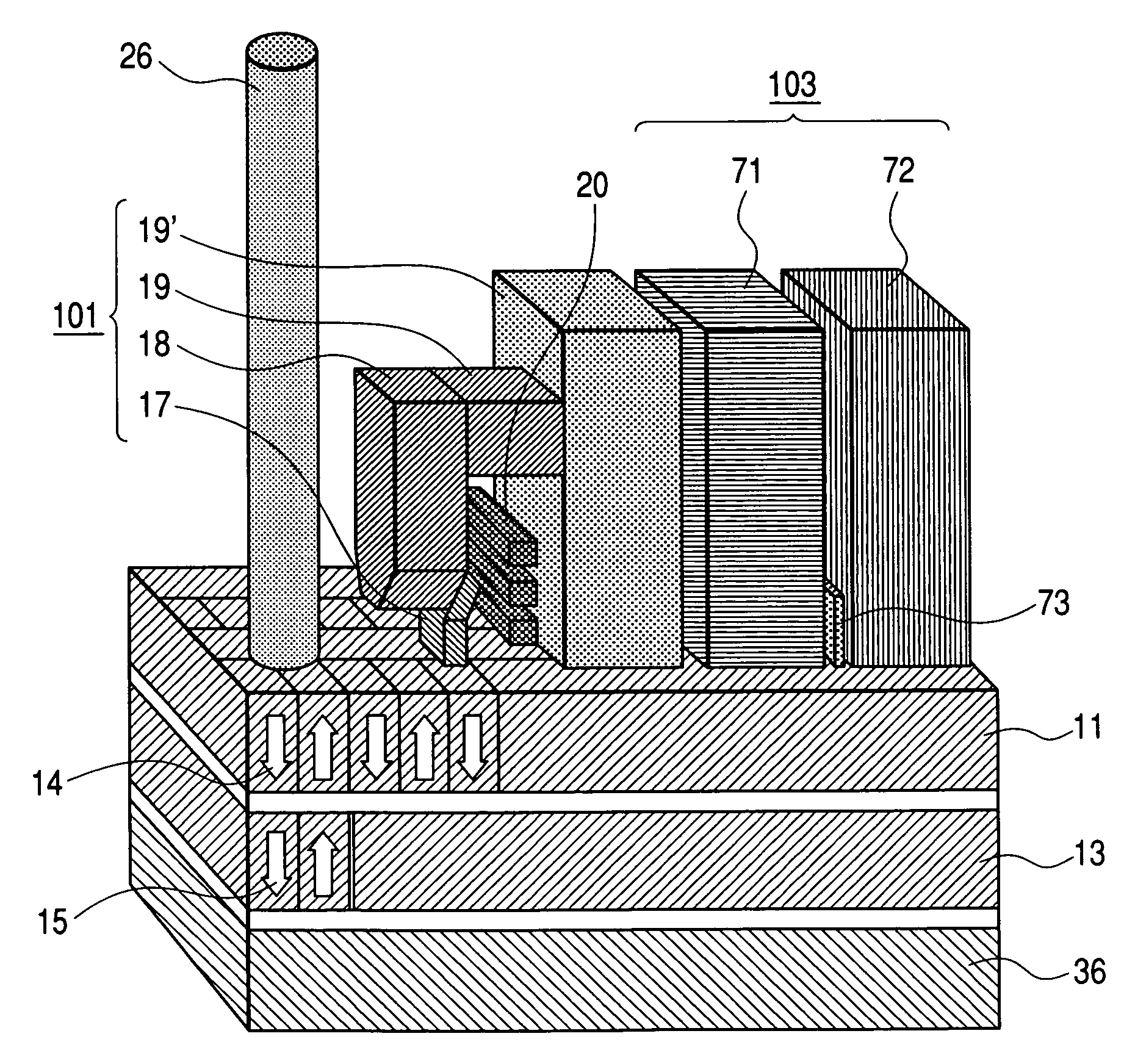 Magneto-optical recording using a heating element