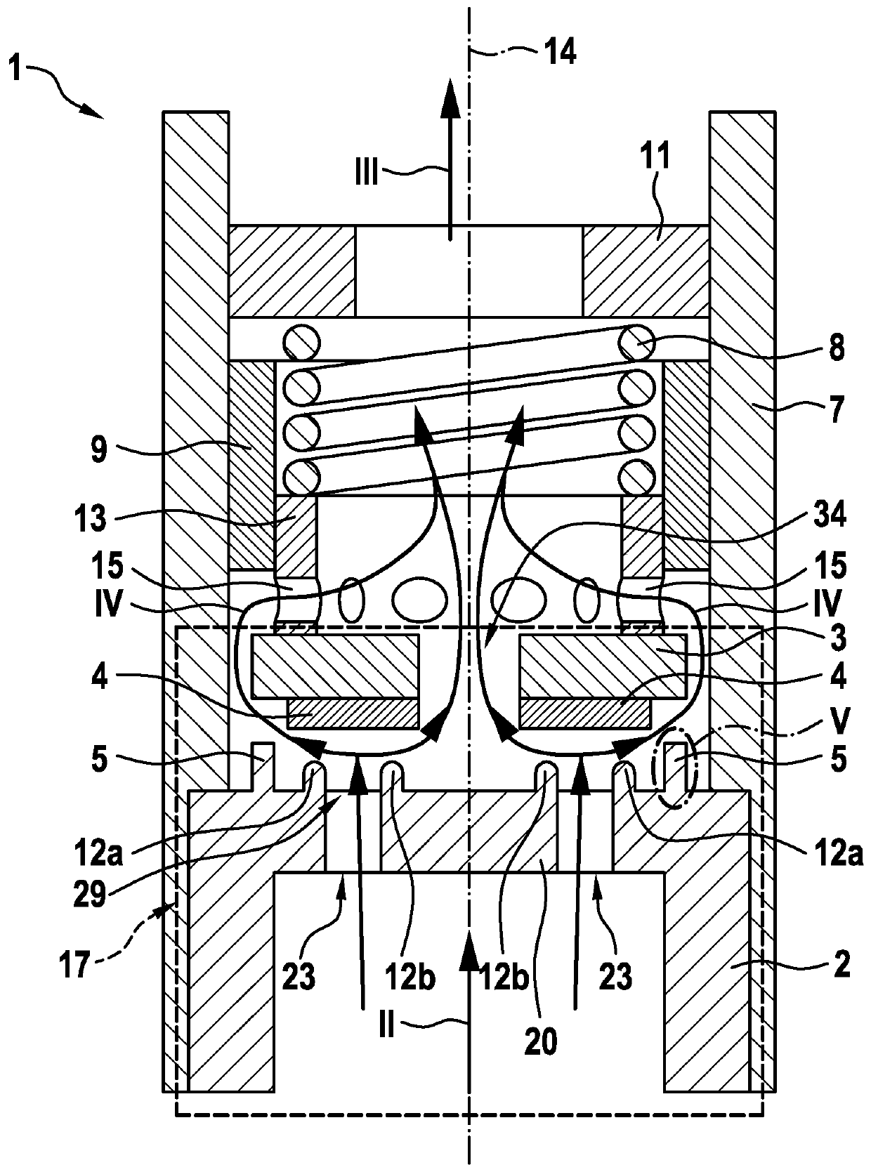 Gas pressure limiting valve with annular gap seat for controlling and discharging a gaseous medium