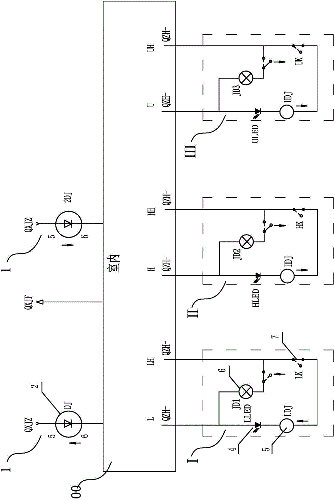 Railway sand table simulation signal light-on circuit