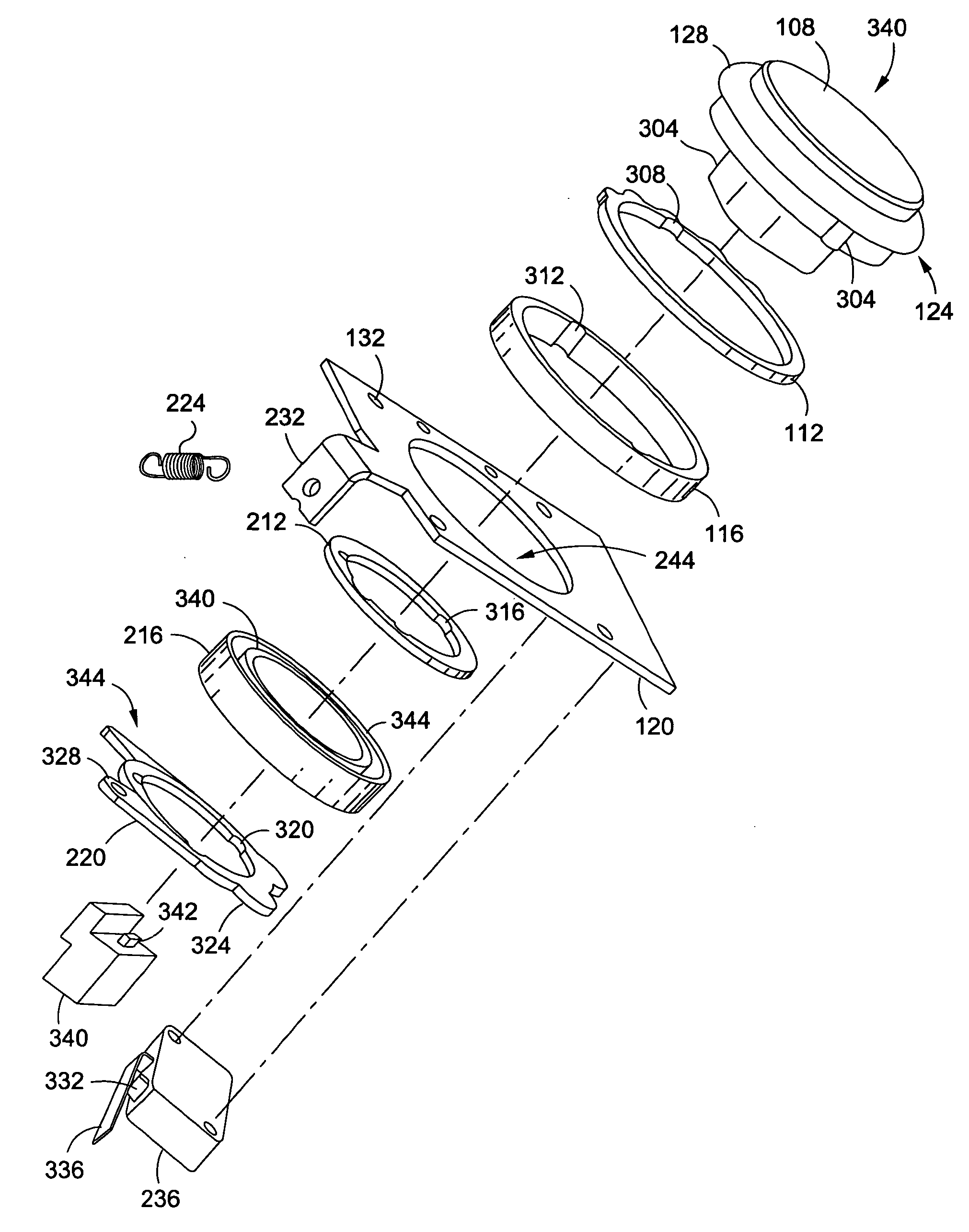 Dual action push-type button