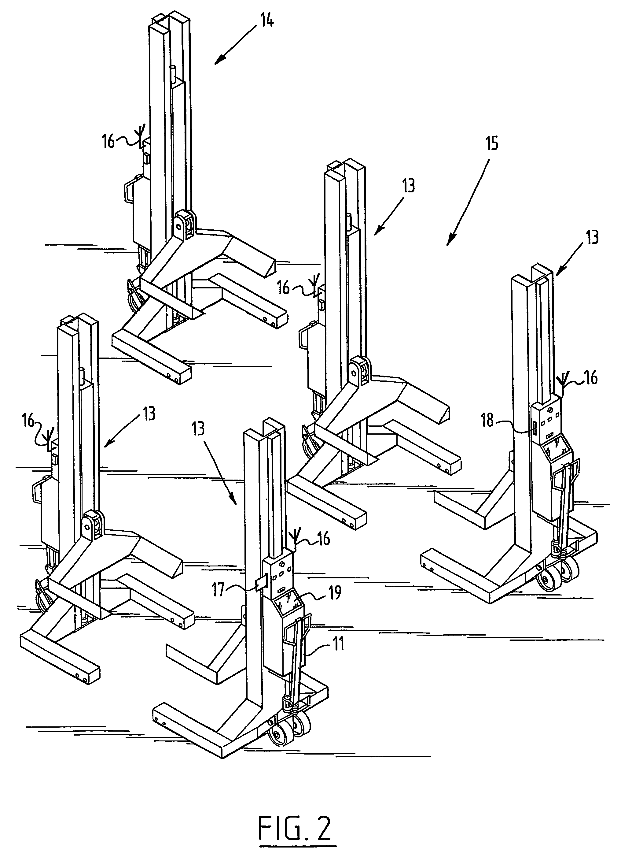 System with lifting columns