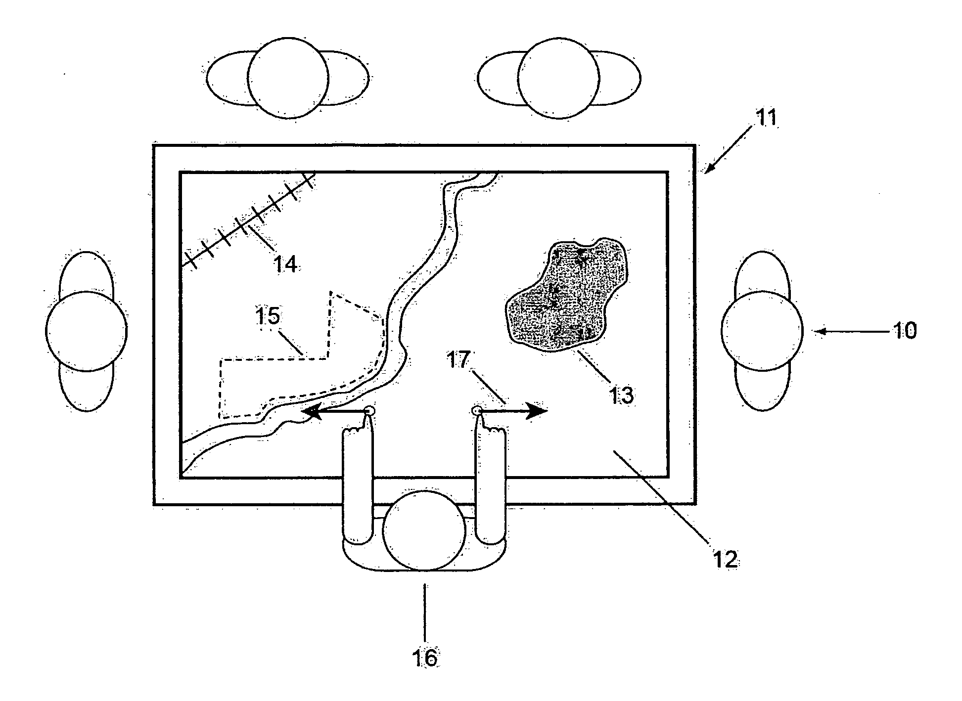 Method and apparatus continuing action of user gestures performed upon a touch sensitive interactive display in simulation of inertia