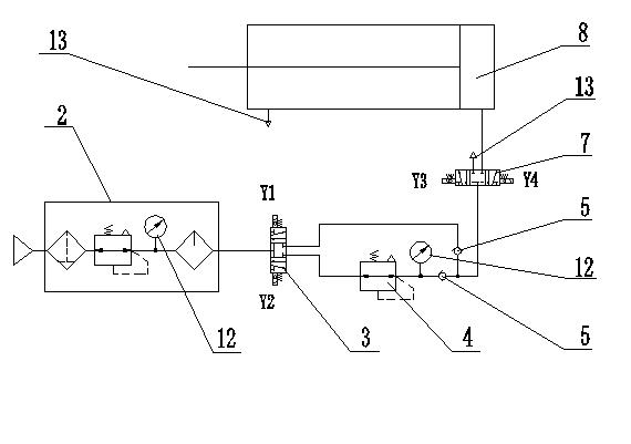 Double-pneumatic control lifting device for road sweeper plate