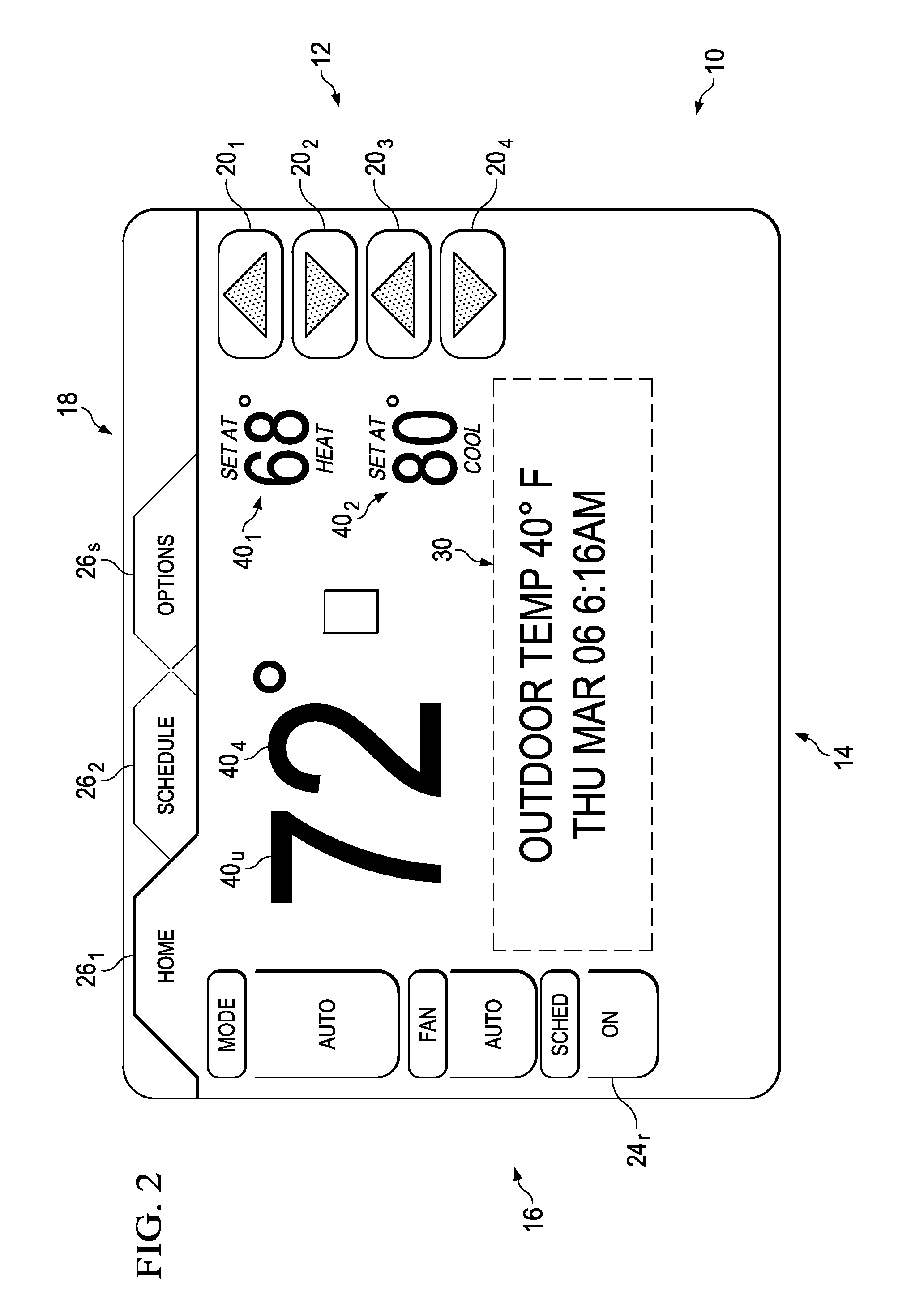 Display apparatus and method having parameter toggle capability for an environmental control system